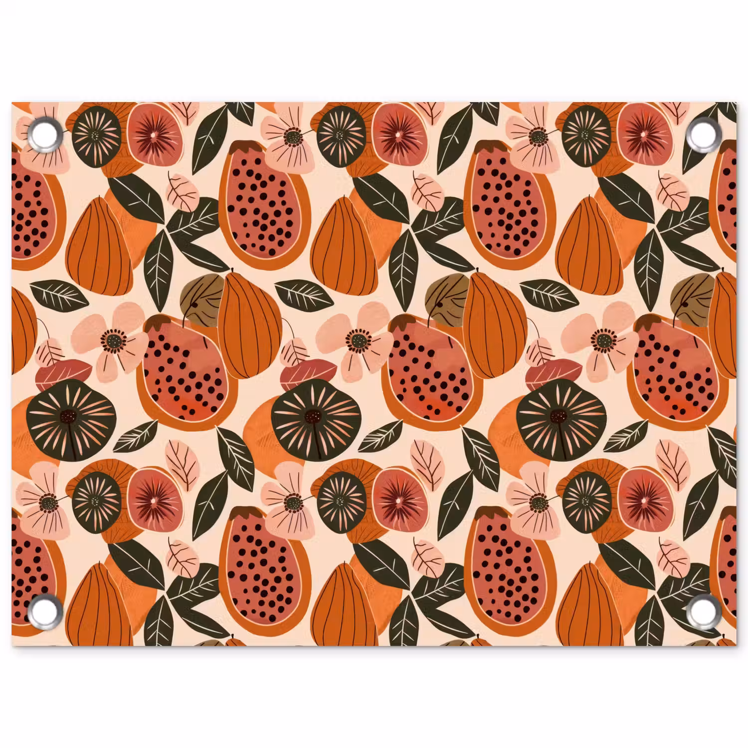 Papaja - Bloesem - Oranje tuinposter los doek klein 239 -3d