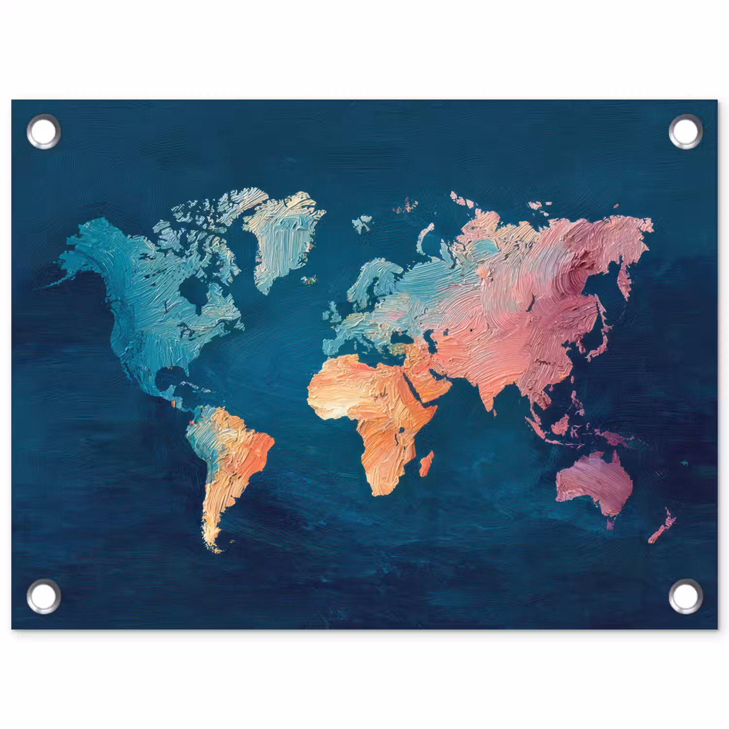 Pastel - Textuur - Wereldkaart tuinposter los doek klein -3d
