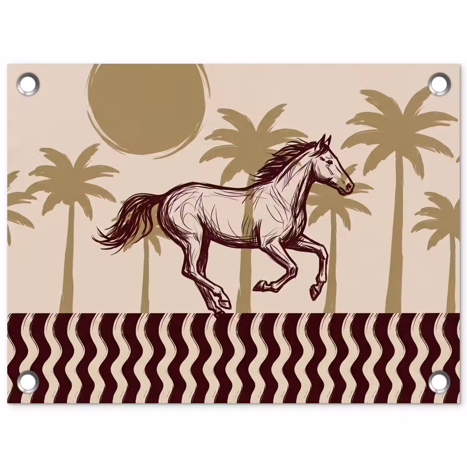 Paard - Galopperend - Woestijn - Illustratie tuinposter los doek klein -3d