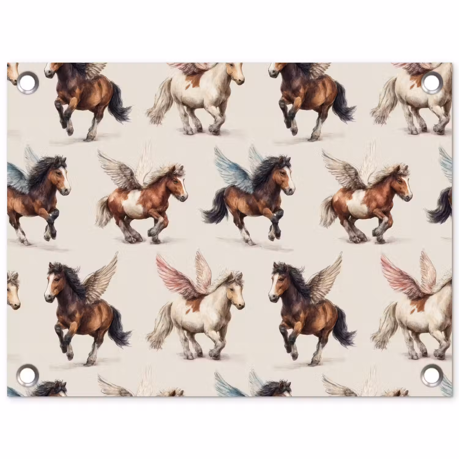 Paarden - Vleugels - Kleurrijk tuinposter los doek klein 239 -3d