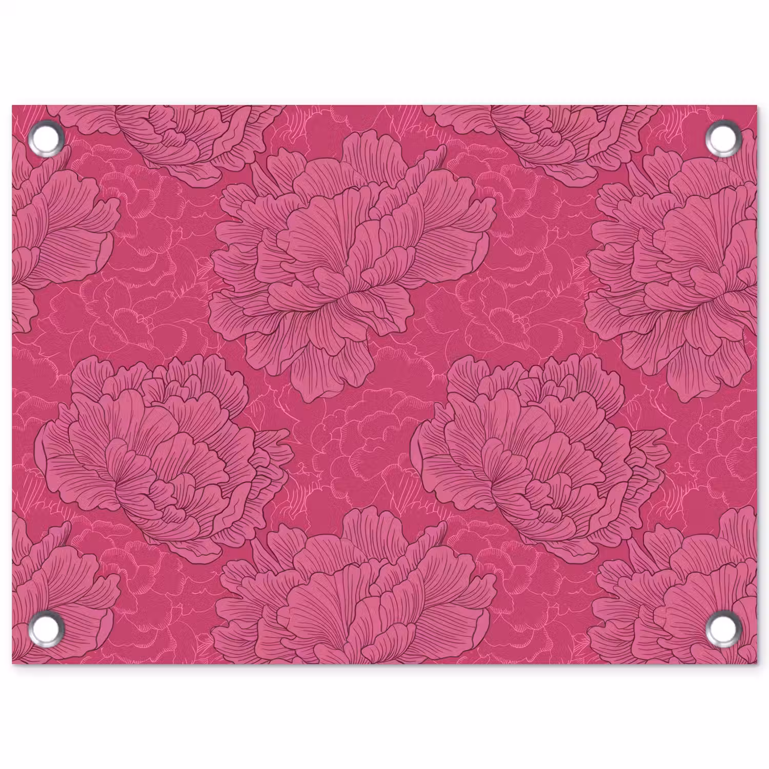 Pioenrozen - Energiek - Roze tuinposter los doek klein 239 -3d