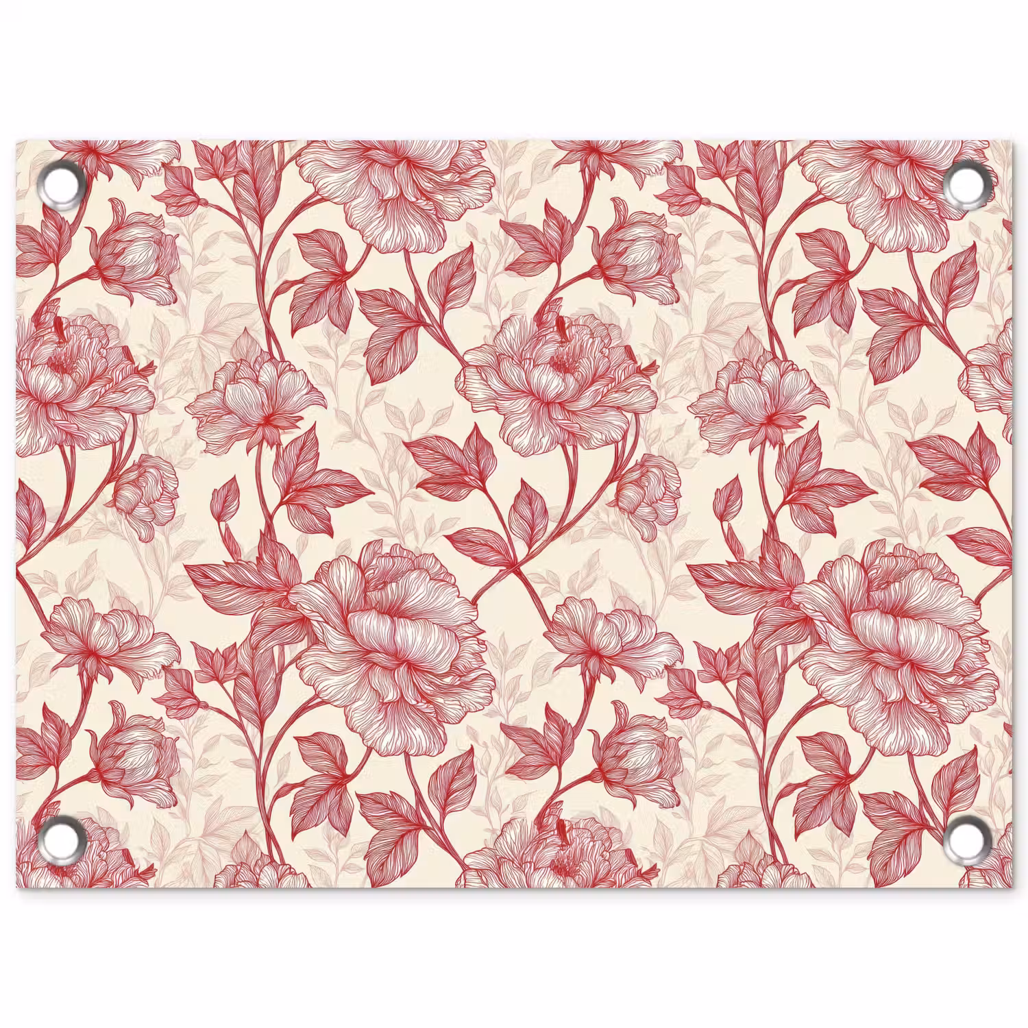 Pioenrozen - Modern - Rood tuinposter los doek klein 239 -3d