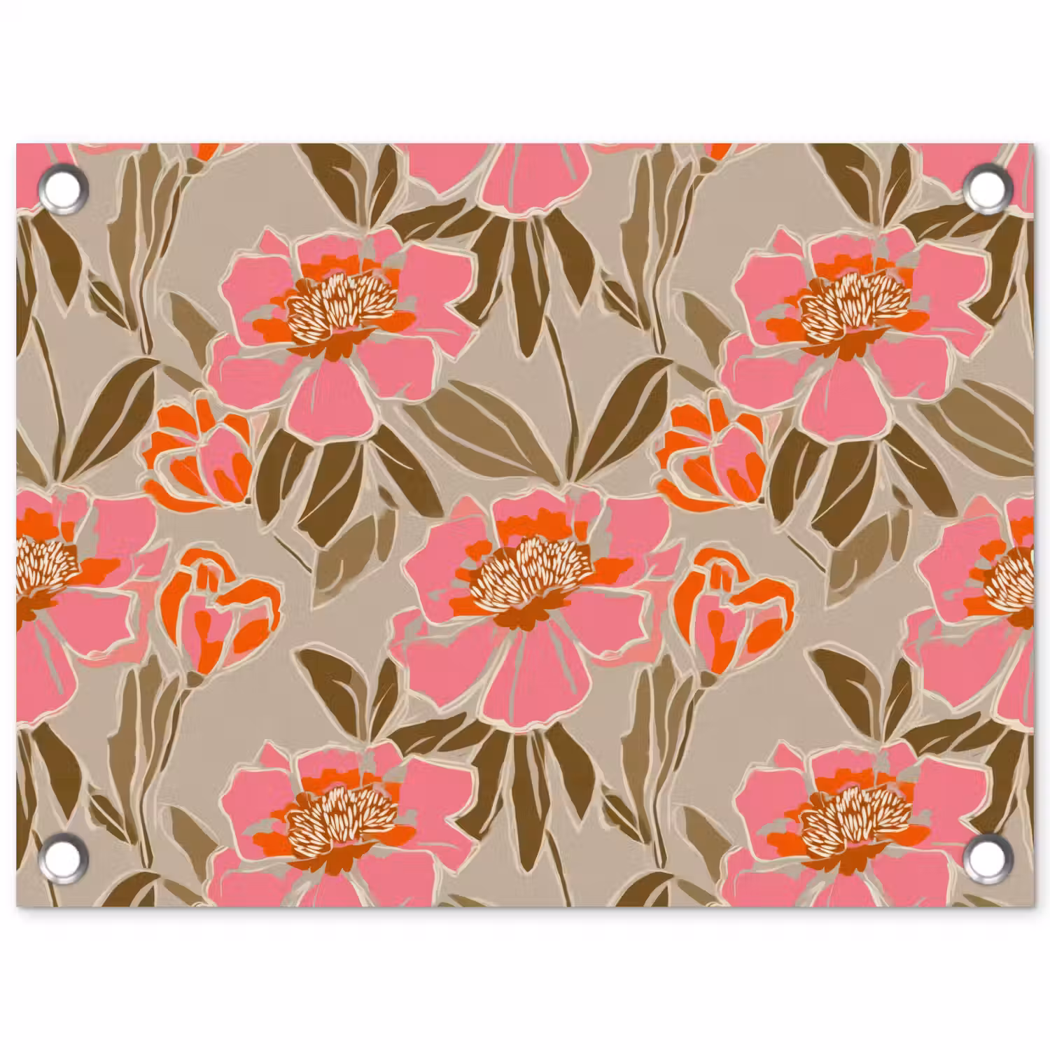 Pioenrozen - Patroon - Roze tuinposter los doek klein 239 -3d