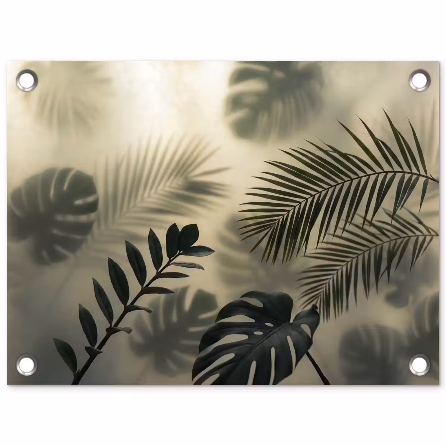 Planten - Bladeren - Schaduwen - Groen - Modern tuinposter los doek klein -3d