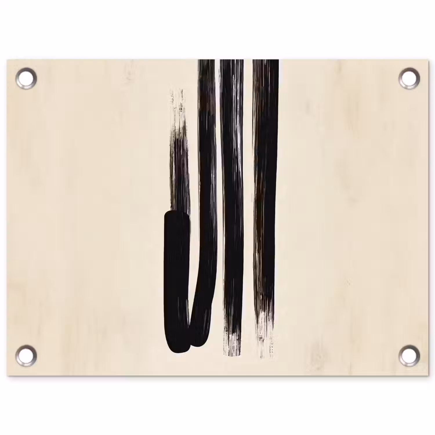 Penseelstreken - Verticaal - Zwart tuinposter los doek klein -3d