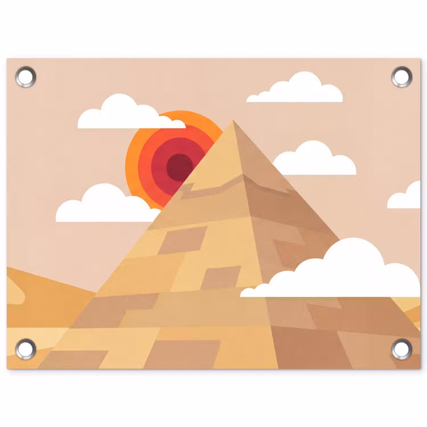 Piramide - Zon - Woestijn - Modern - Oranje tuinposter los doek klein -3d