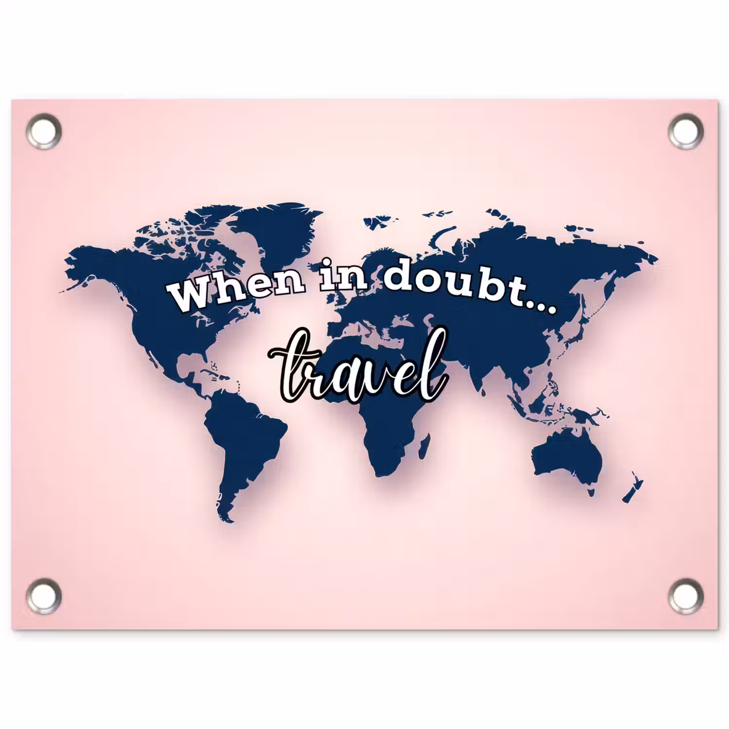 Roze - Quote - Wereldkaart - Travel tuinposter los doek klein -3d