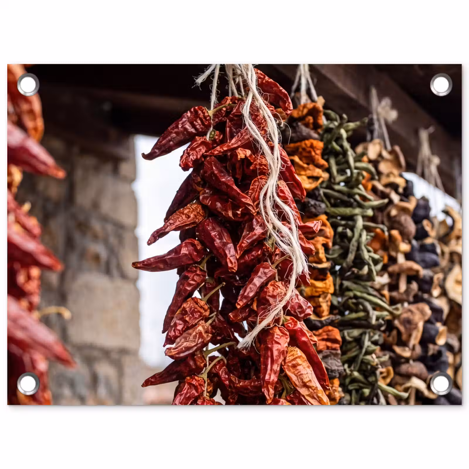 Gartenposter - Rote Chilischoten – Essen - Rode pepers - Eten tuinposter los doek klein