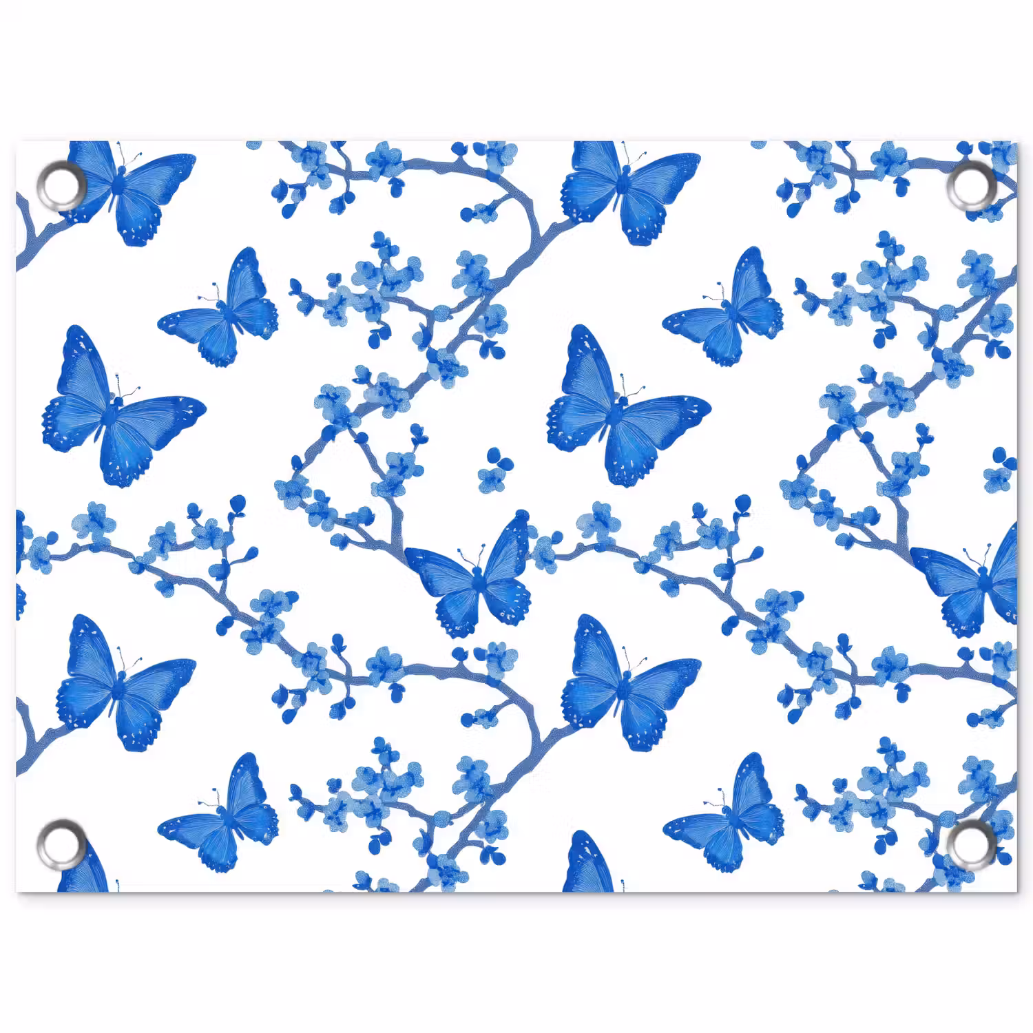 Vlinder - Bloemen - Blauw tuinposter los doek klein 239 -3d