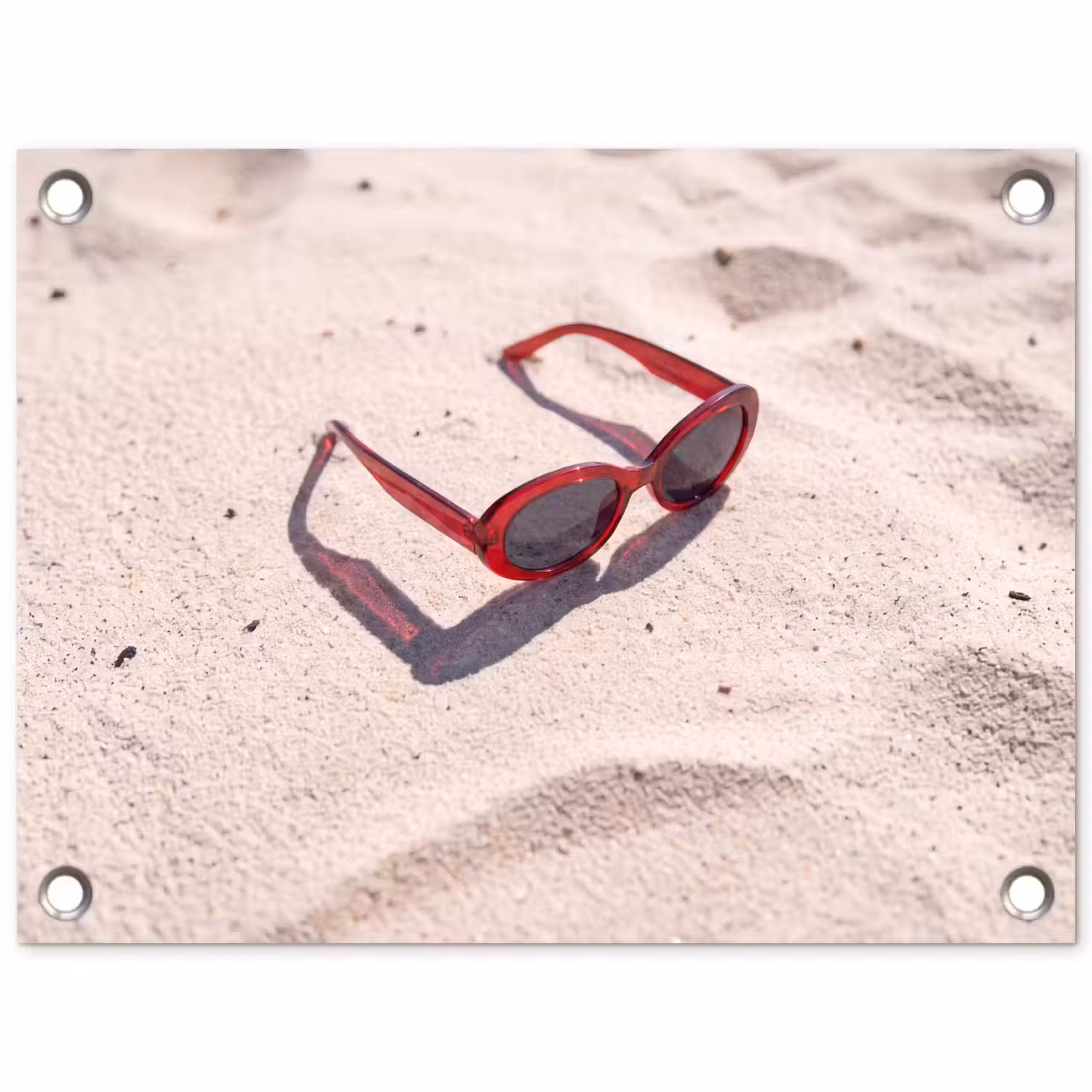 Zonnebril - Strand - Vakantie - Rood tuinposter los doek klein -3d