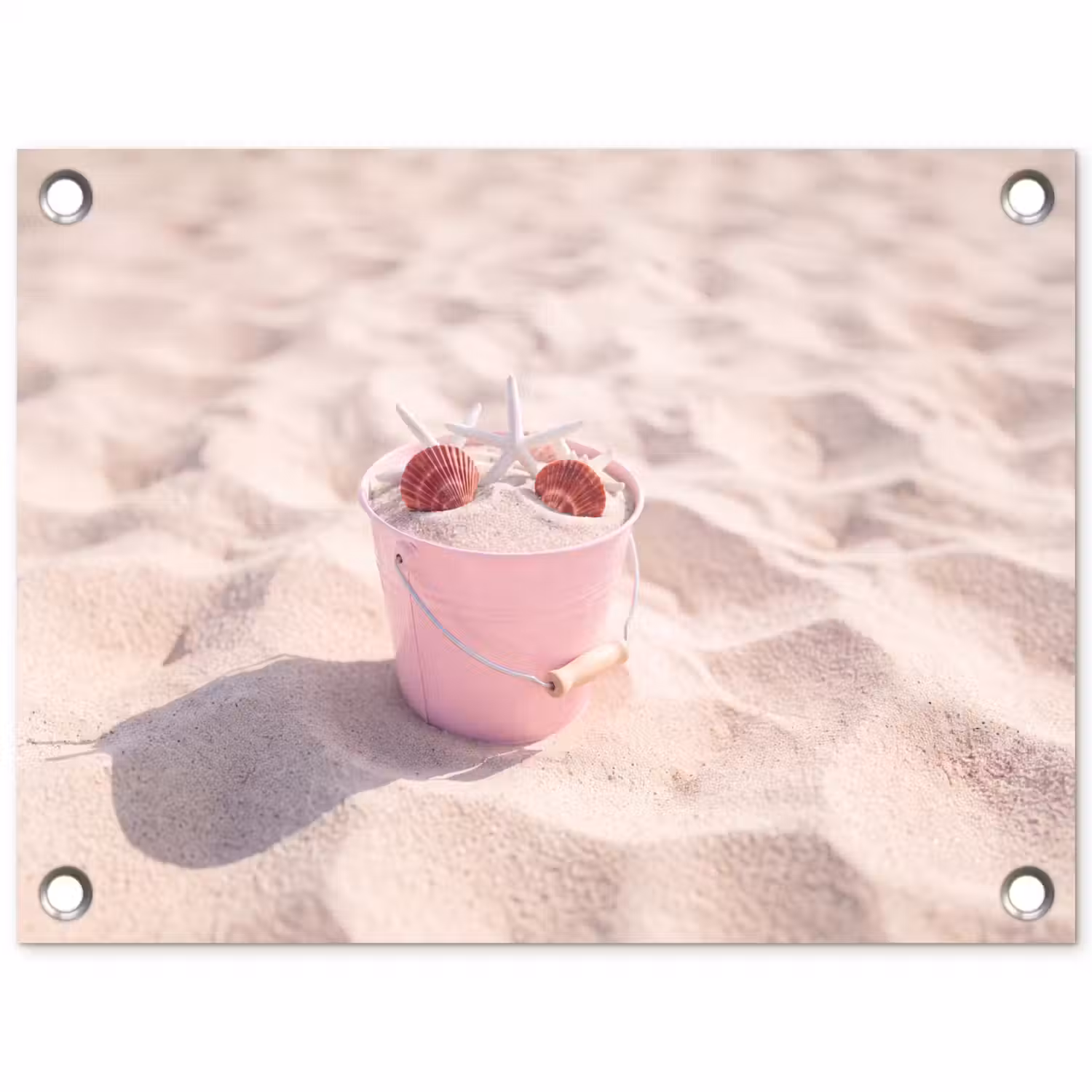 Strand - Schelpen - Zomer - Roze - Decoratie tuinposter los doek klein -3d