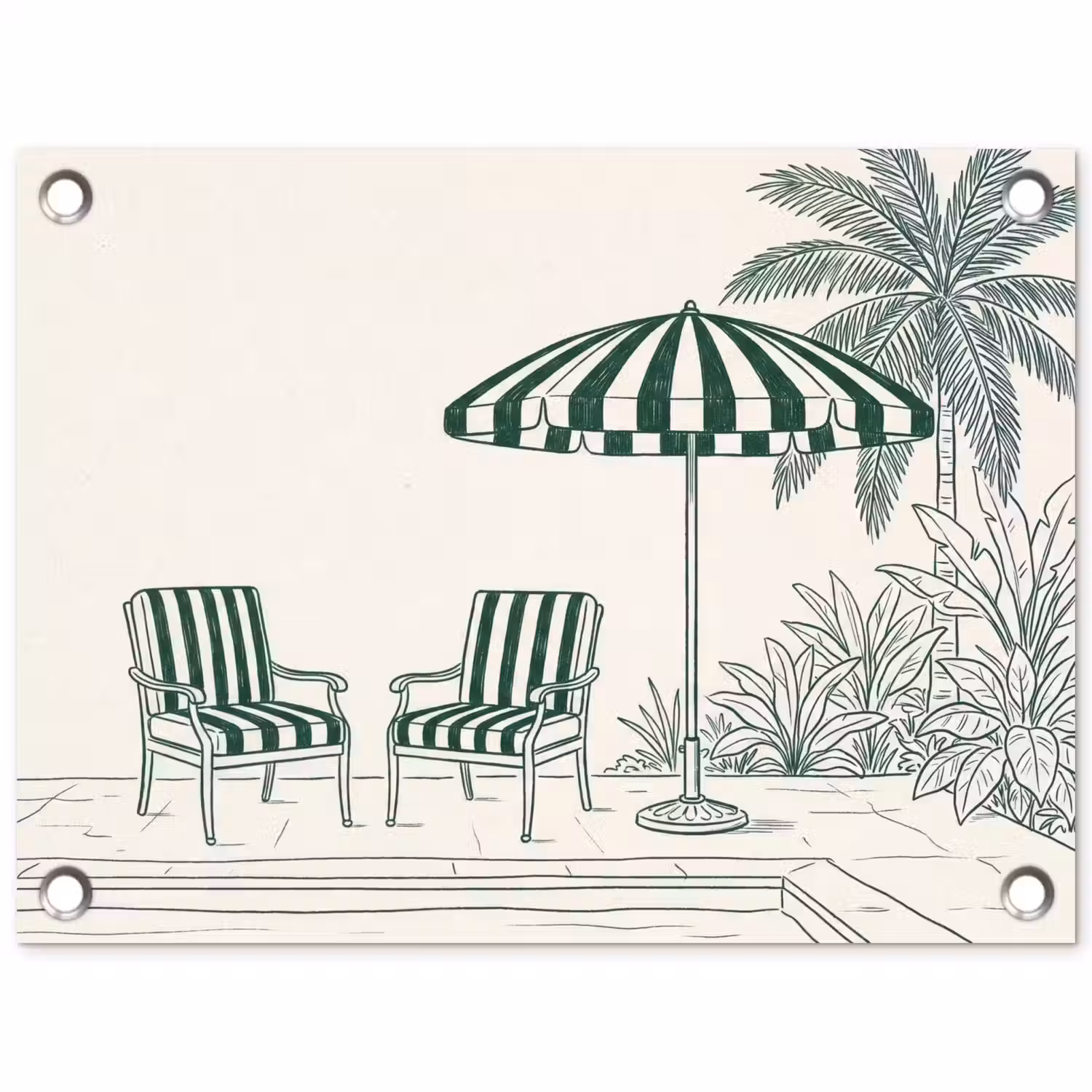 Terras - Illustratie - Groen tuinposter los doek klein -3d