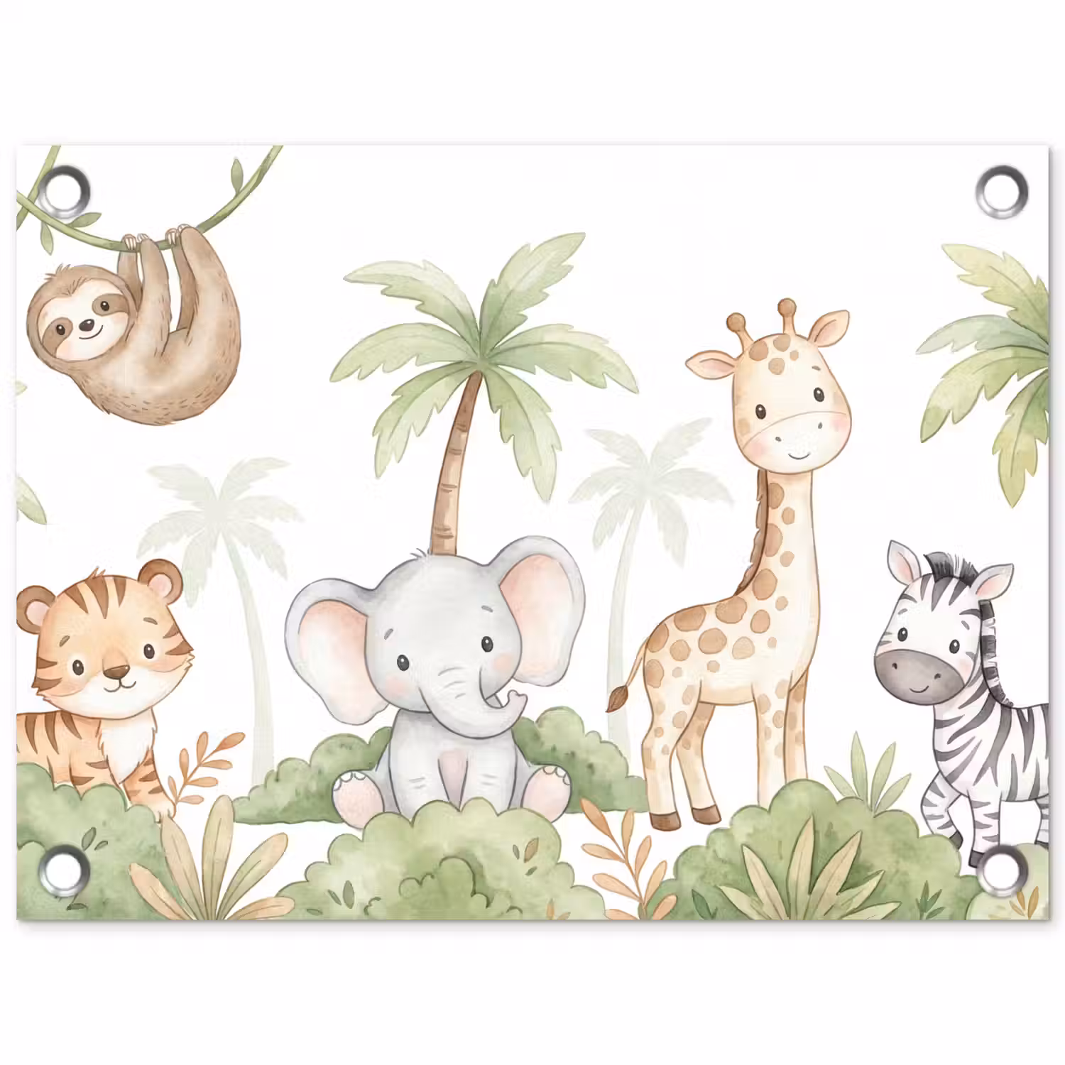 Dieren - Jungle - Pastel tuinposter los doek klein -3d