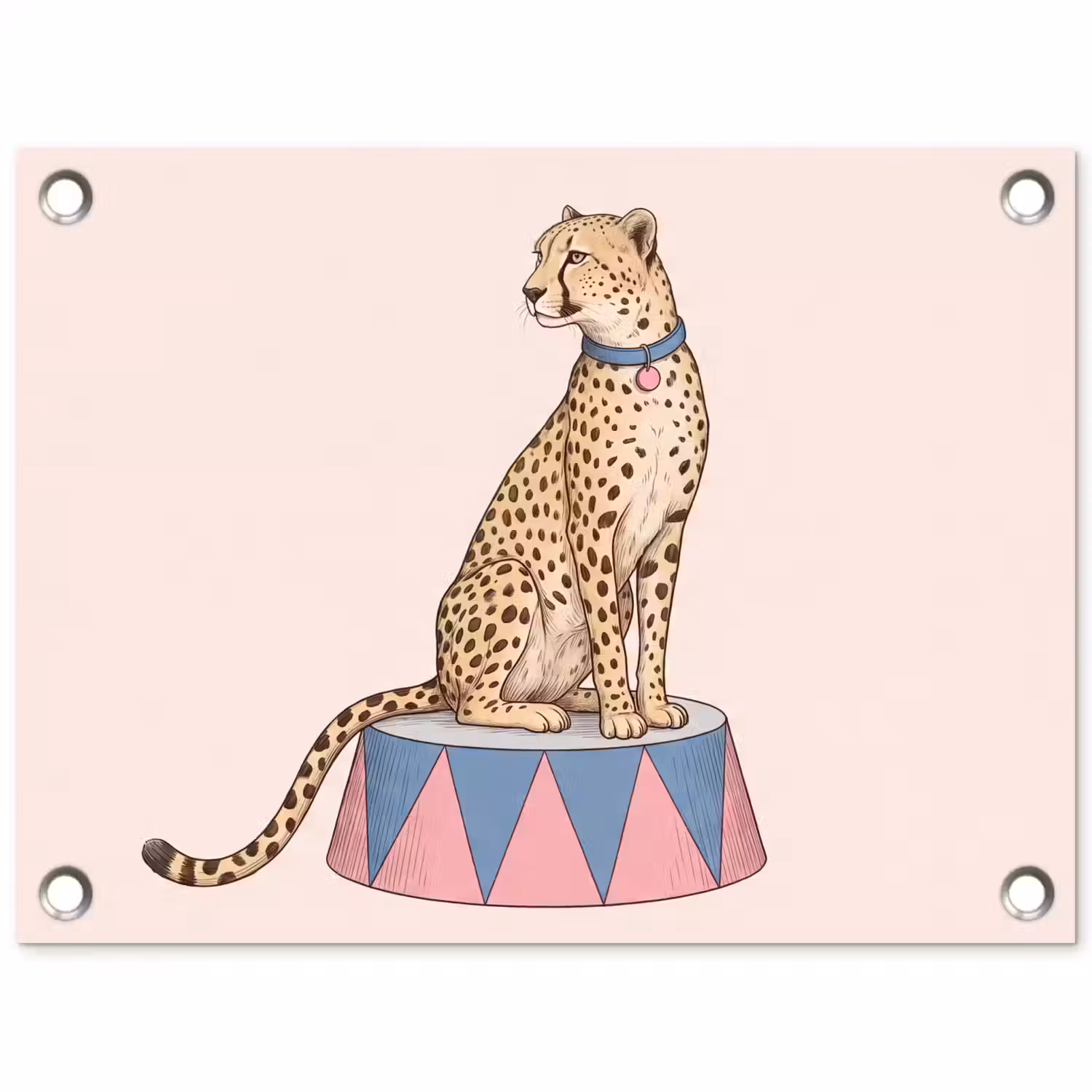 Dieren - Circus - Illustratie - Vintage - Roze tuinposter los doek klein -3d