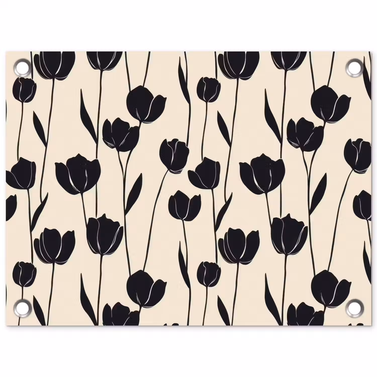Tulpen - Patroon - Zwart tuinposter los doek klein 239 -3d