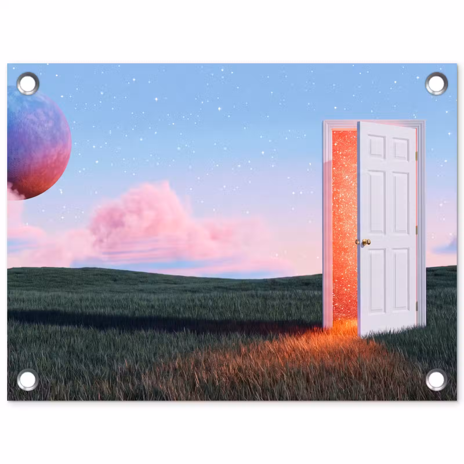 Gartenposter - Tür – Fantasie – Raum - Deur - Fantasie - Ruimte tuinposter los doek klein
