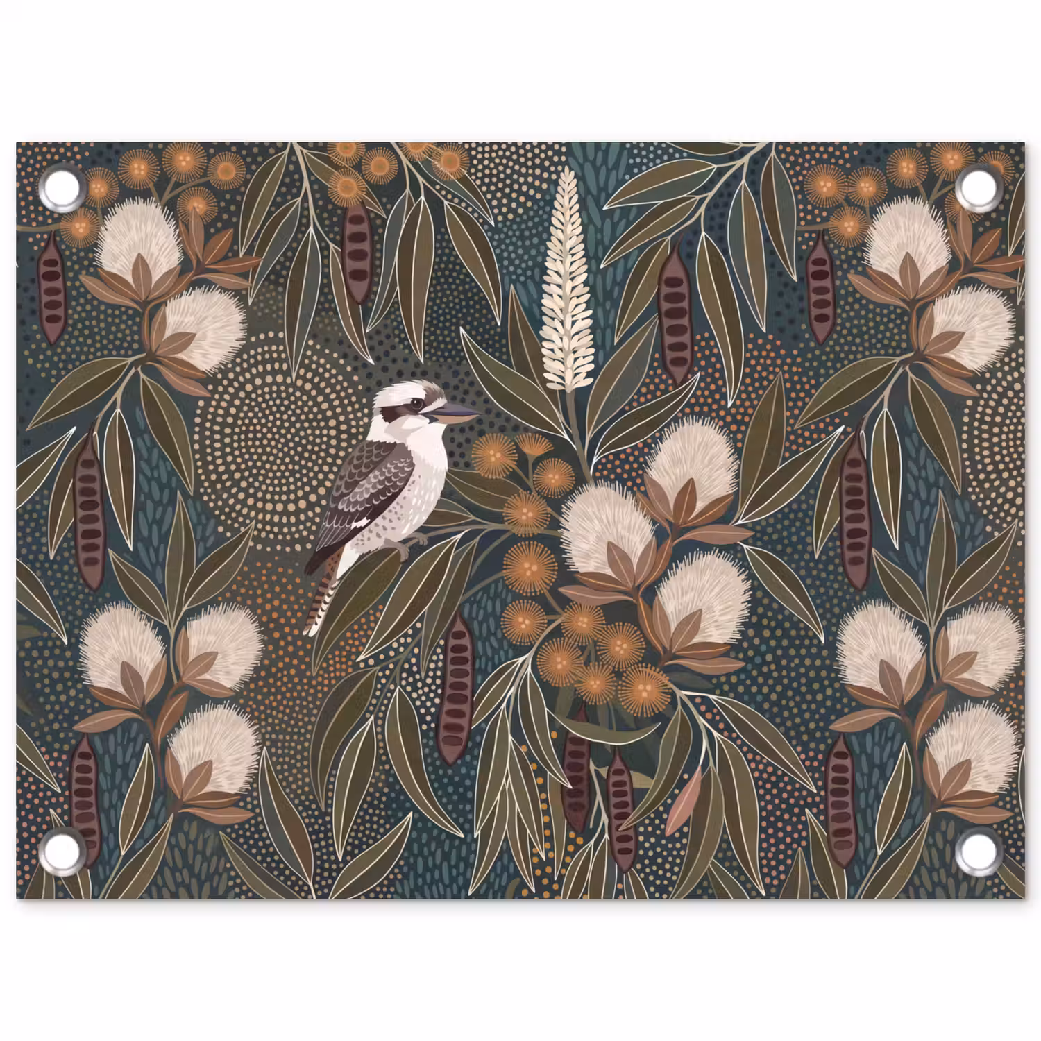 Vogel - Bladeren - Natuur - Illustratie - Groen tuinposter los doek klein -3d