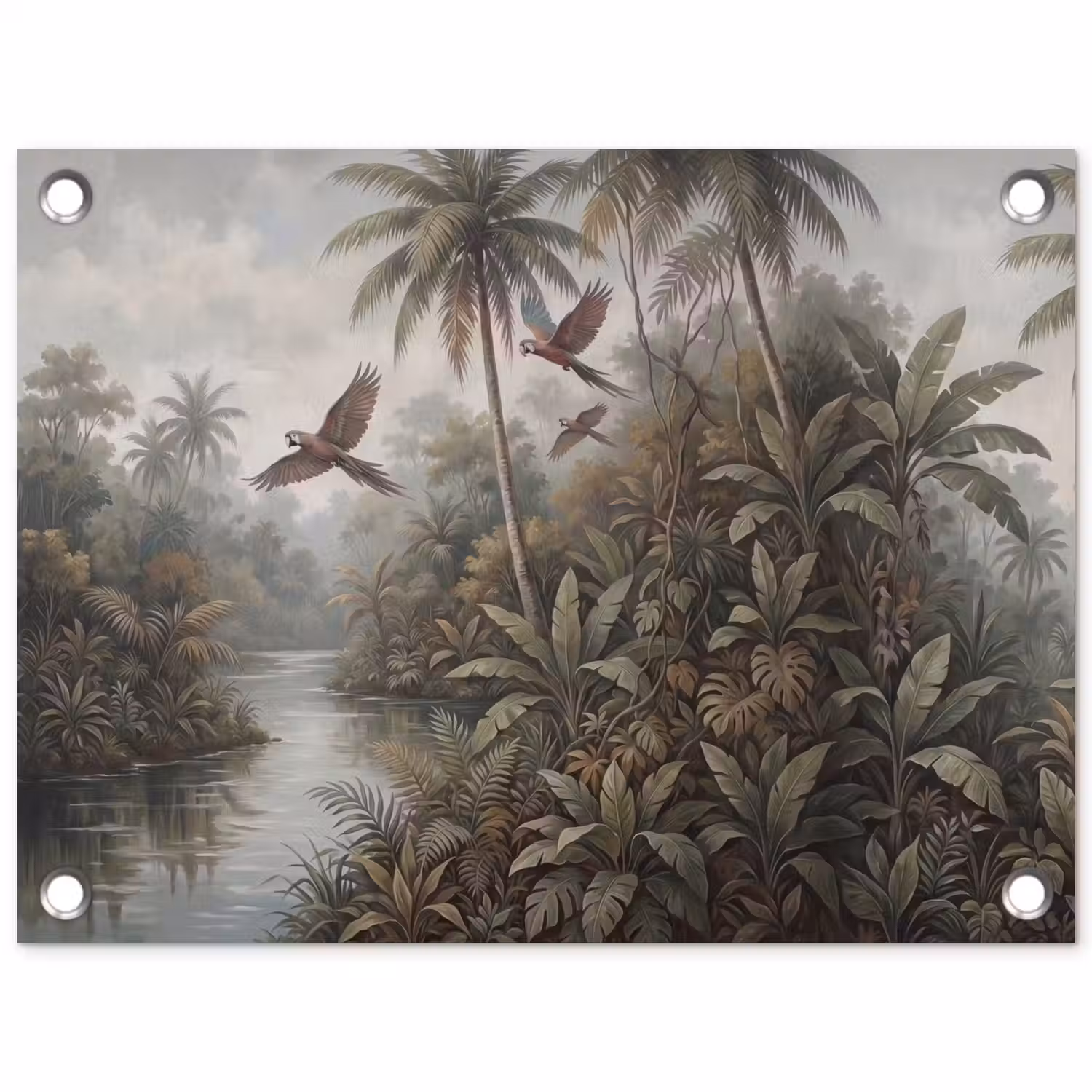 Vogel - Vliegend - Tropisch - Landschap - Klassiek tuinposter los doek klein -3d