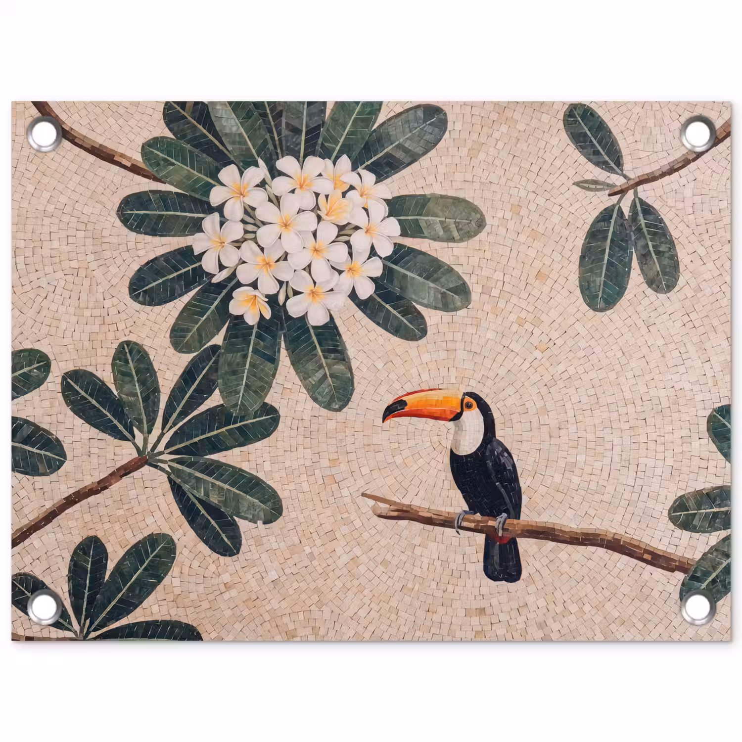 Vogel - Mozaïek - Tropisch - Natuur - Kleurrijk tuinposter los doek klein -3d