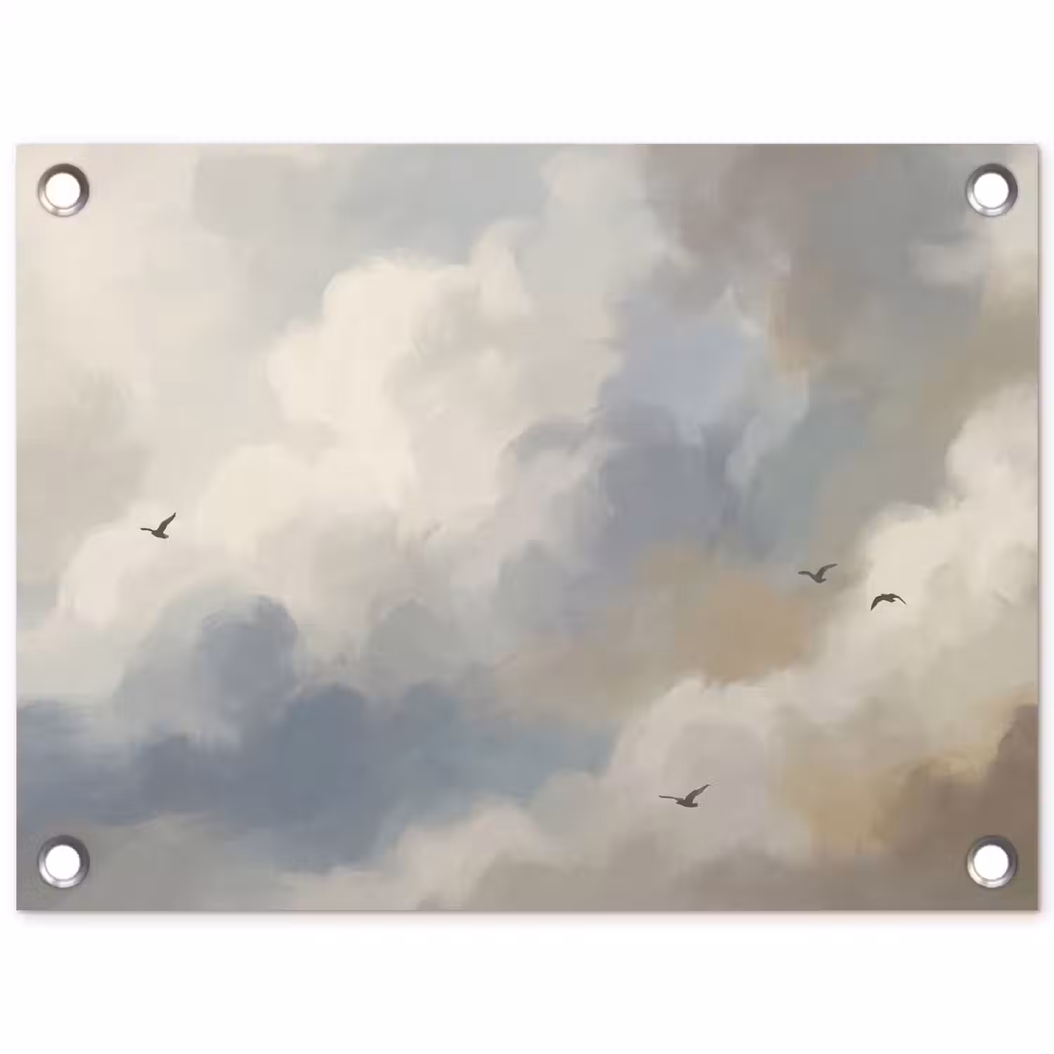 Vogel - Wolken - Natuur - Modern - Grijs tuinposter los doek klein -3d