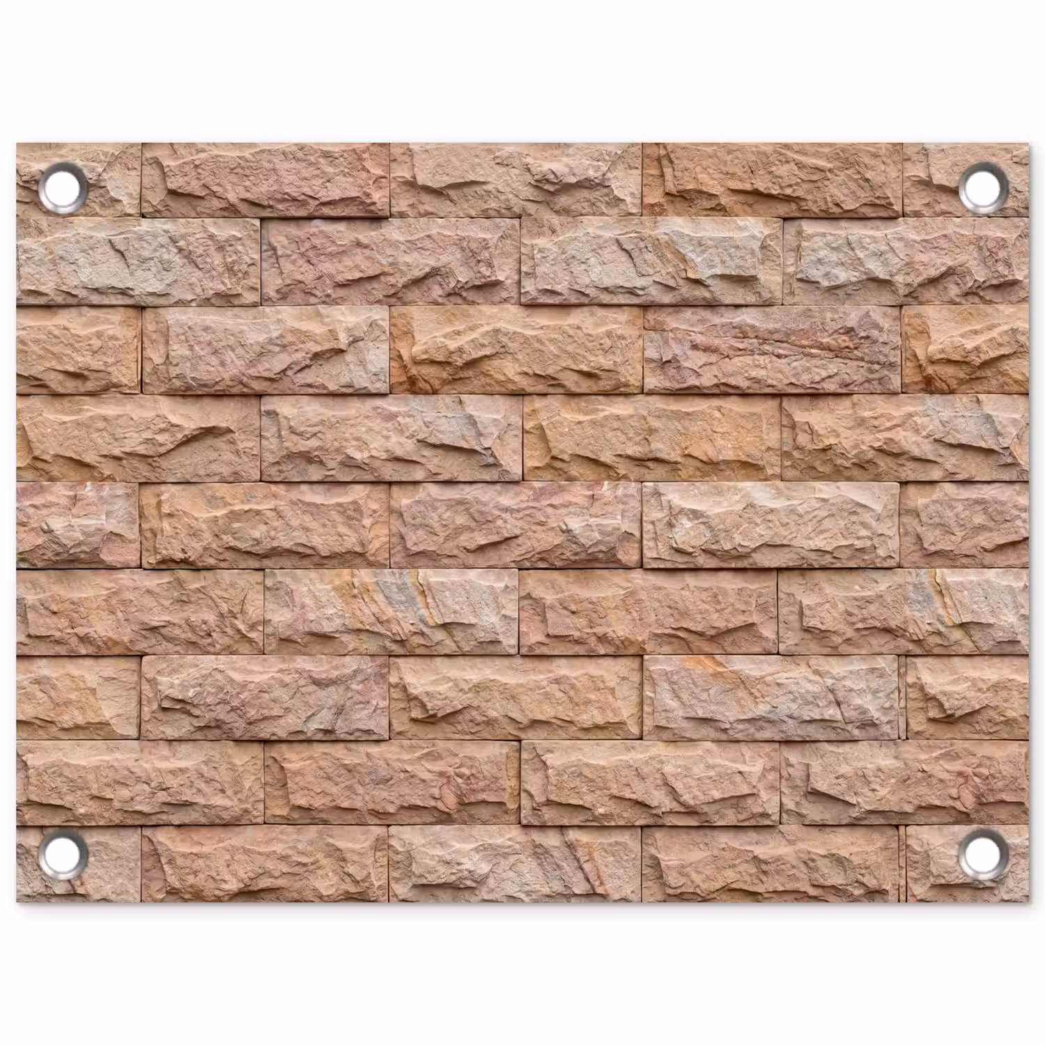 Muur - Steen - Ruw - Textuur - Beige tuinposter los doek klein -3d