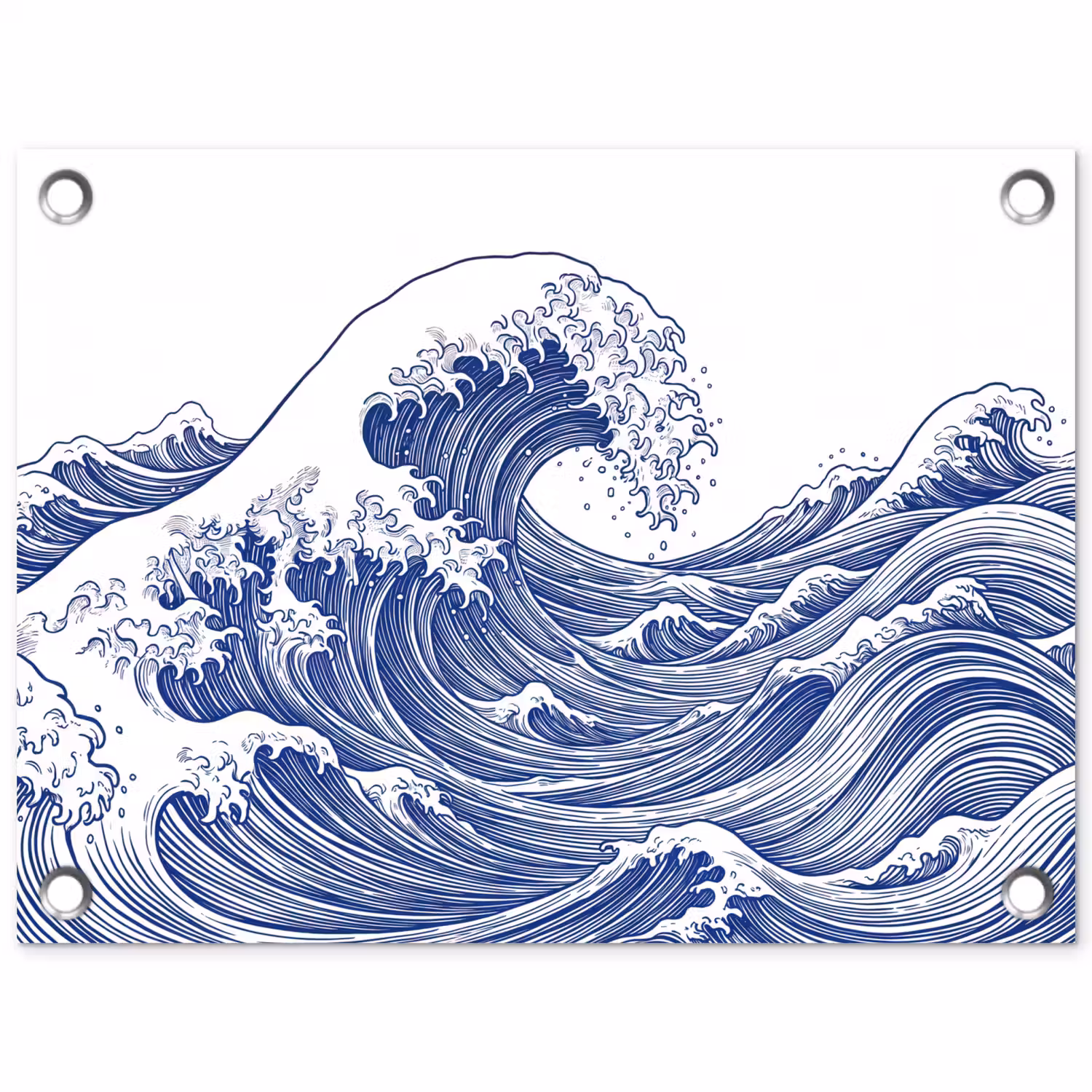 Golf - Japans - Zee - Illustratie - Blauw tuinposter los doek klein -3d