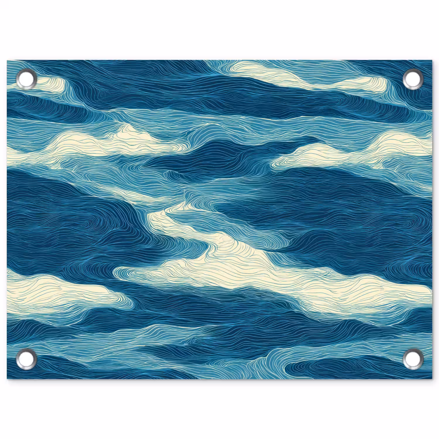 Golven - Abstract - Patroon - Blauw - Wit tuinposter los doek klein 239 -3d