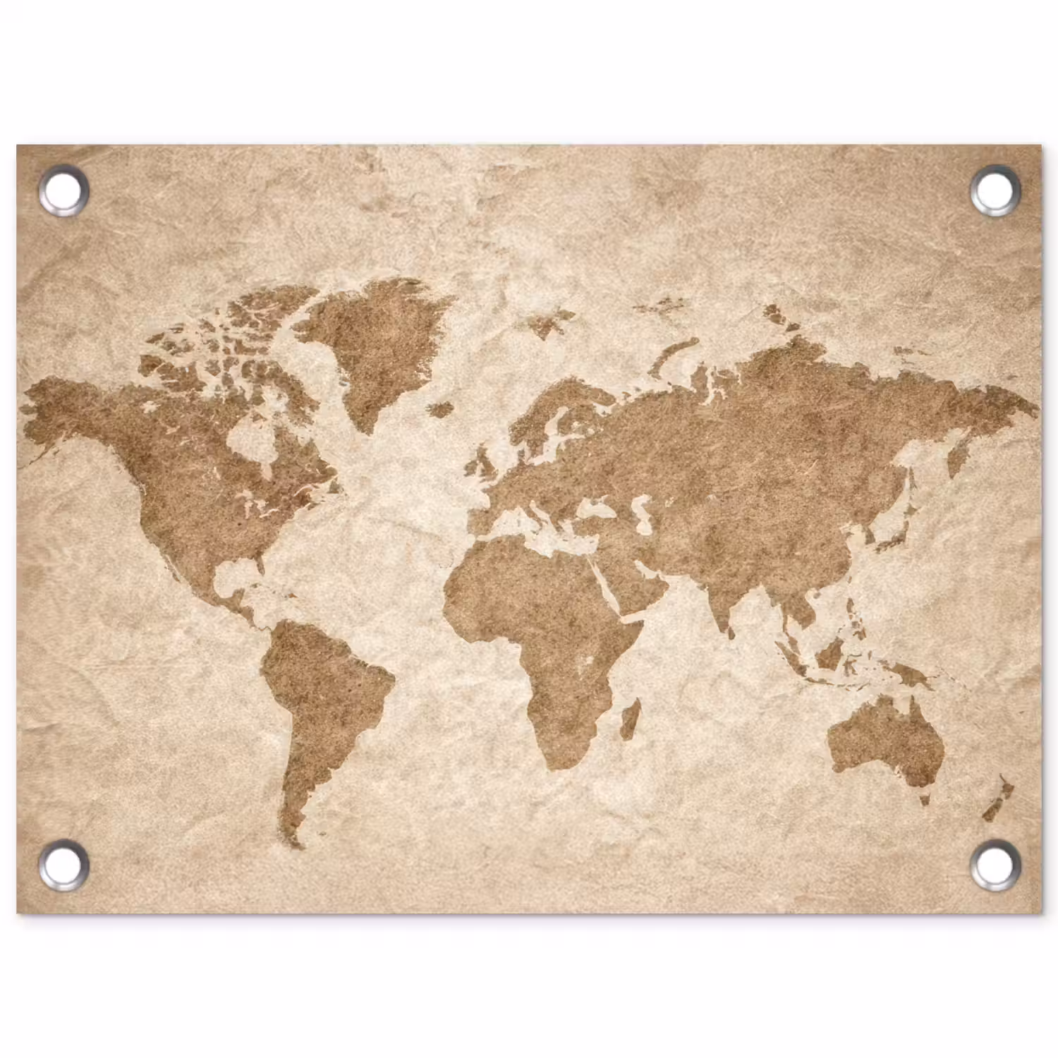 Wereldkaart - Oud papier - Historisch tuinposter los doek klein -3d