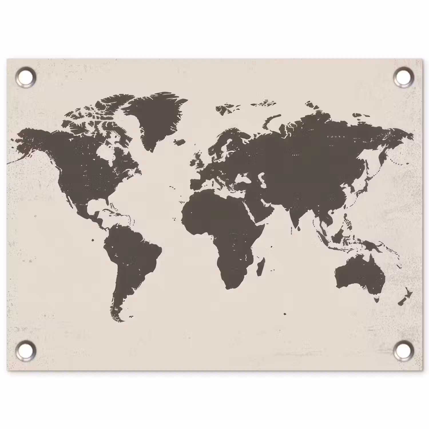 Wereldkaart - Stempelstijl - Ruw tuinposter los doek klein -3d