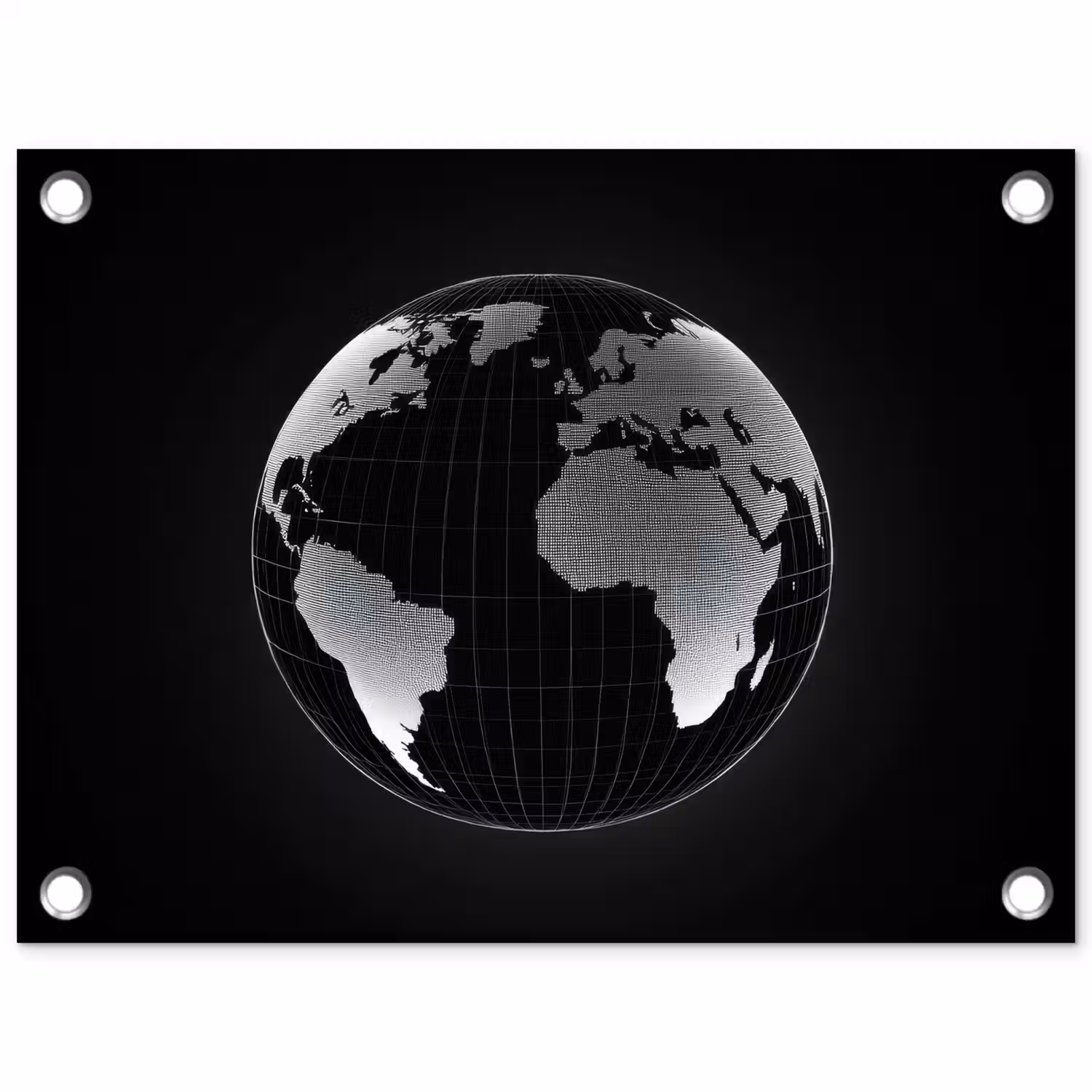 Wereldkaart - Digitaal - Raster - Wereldbol tuinposter los doek klein -3d