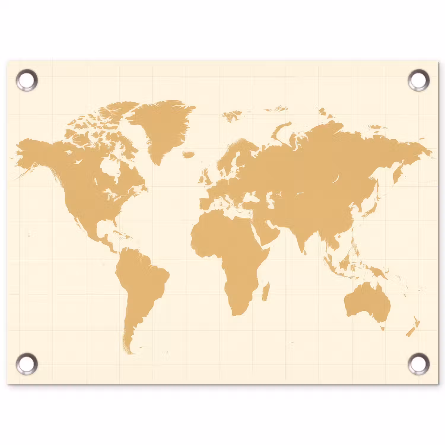 Wereldkaart - Strakke vlakstijl - Rasterachtergrond tuinposter los doek klein -3d
