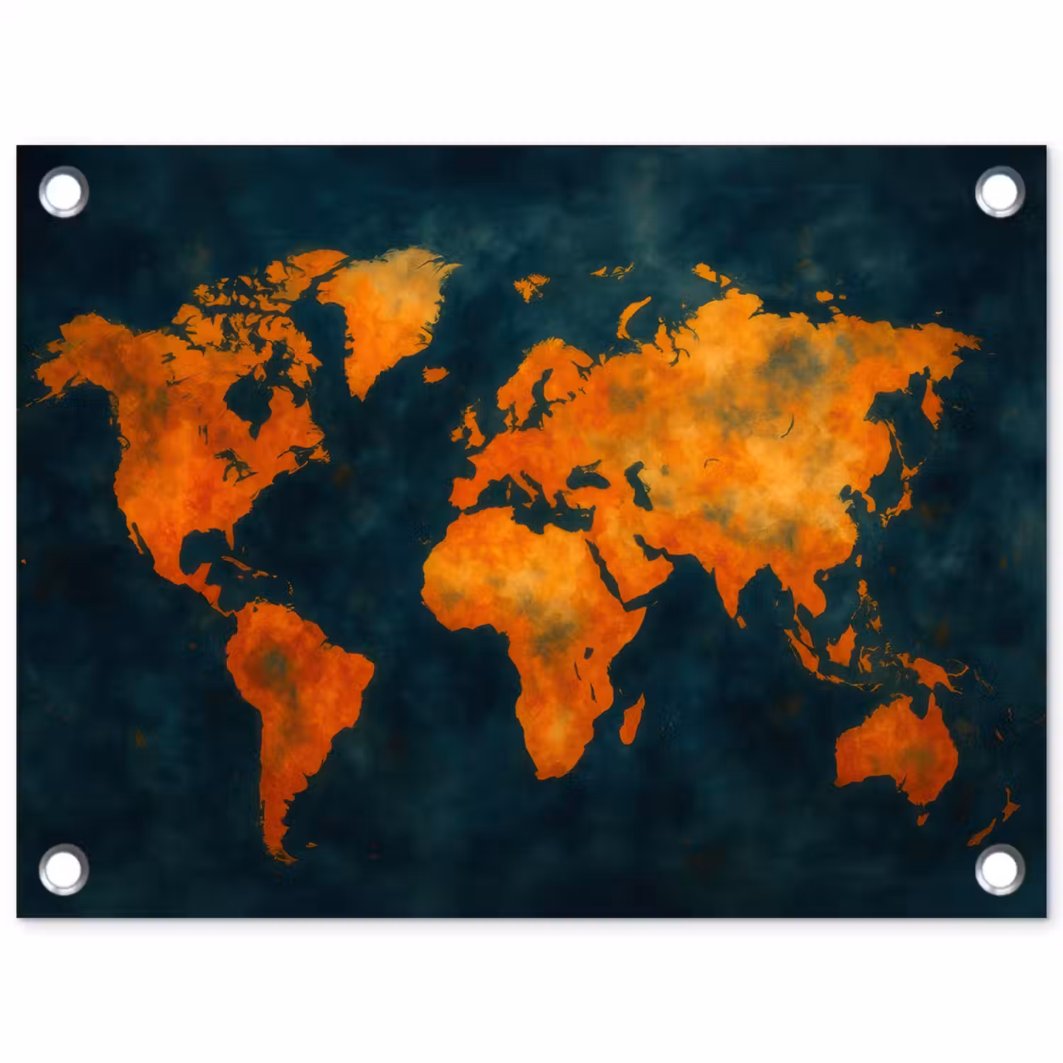 Wereldkaart - Vurige kleuren - Expressieve stijl tuinposter los doek klein -3d