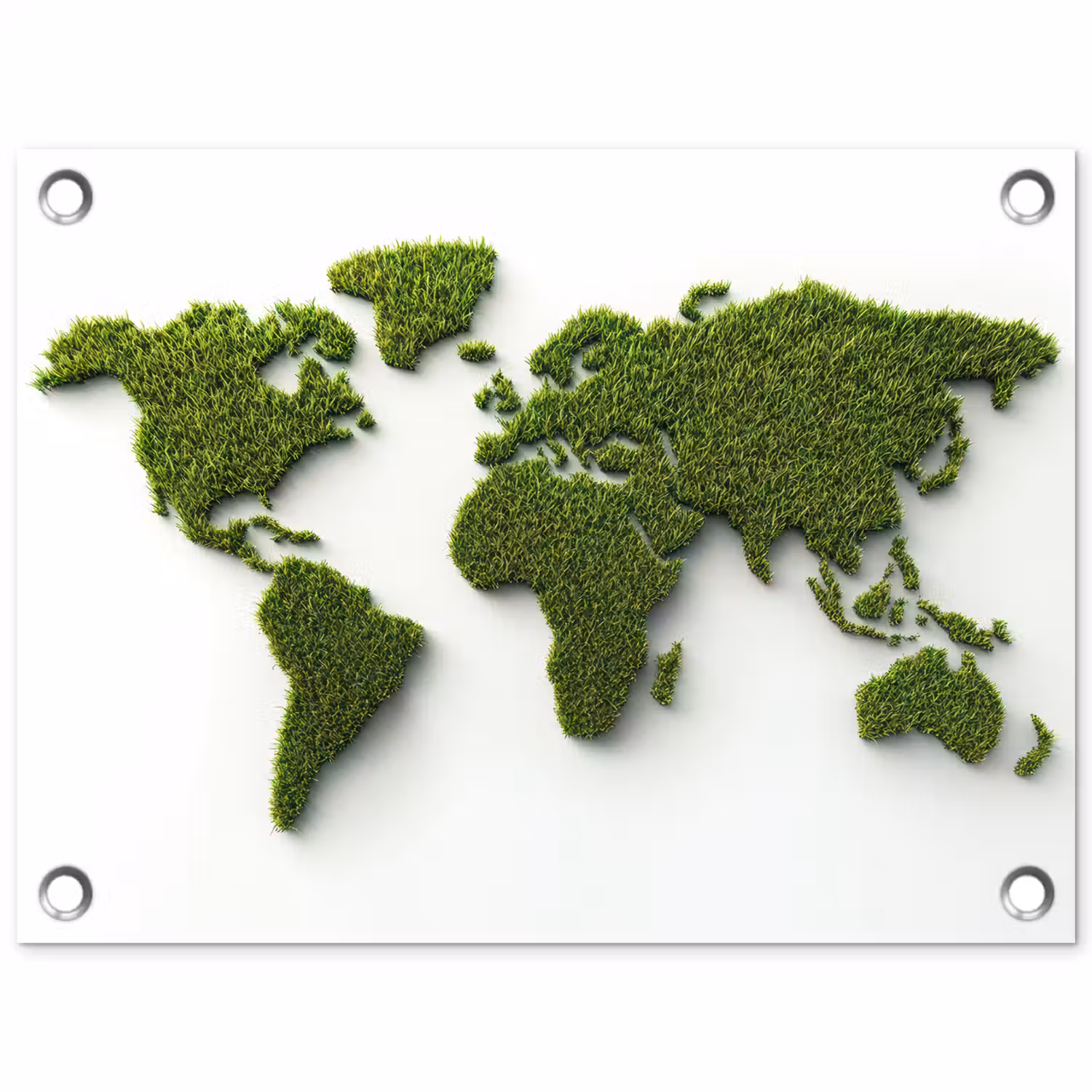 Wereldkaart - Gras textuur tuinposter los doek klein -3d