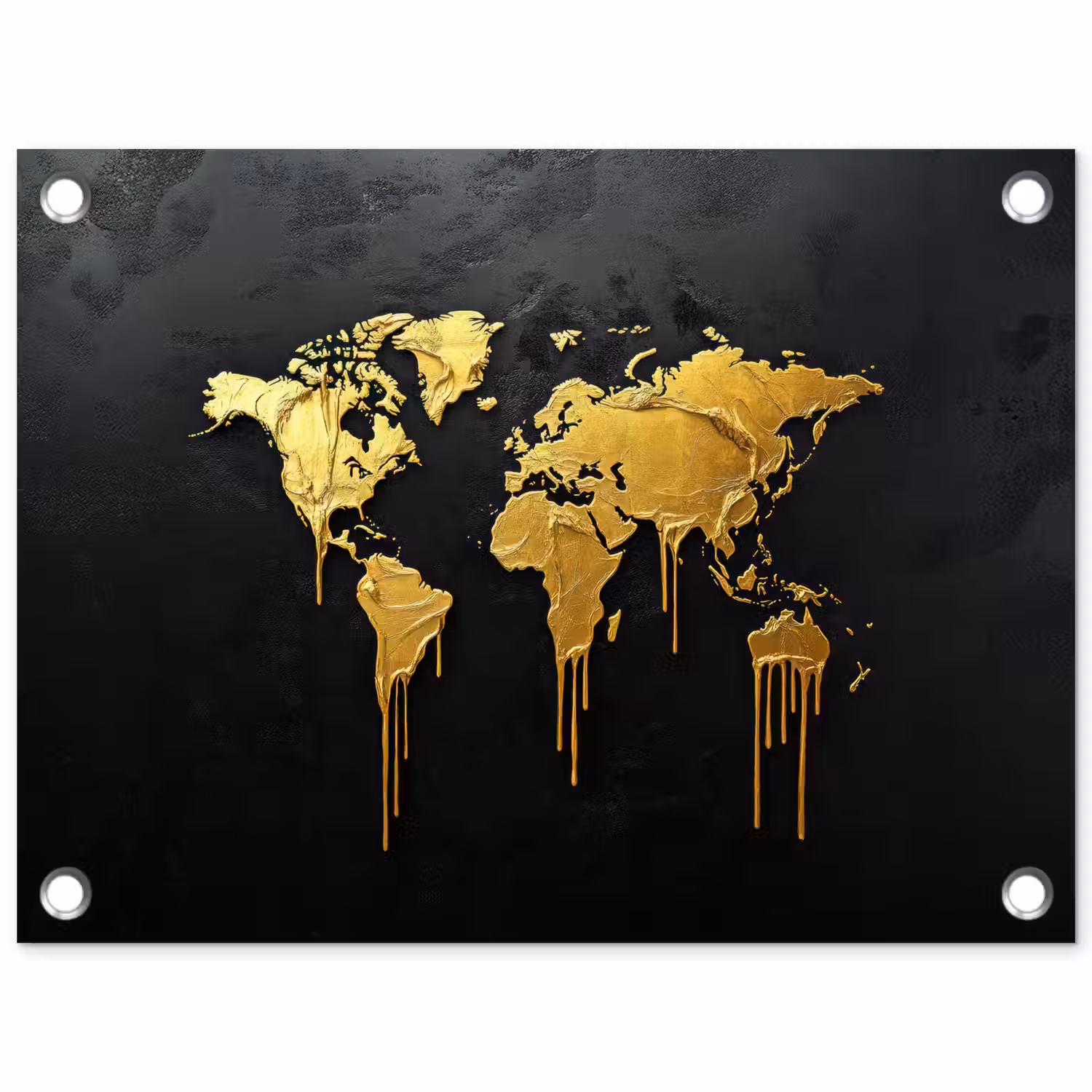 Wereldkaart - Lange druppels - Contrast tuinposter los doek klein -3d