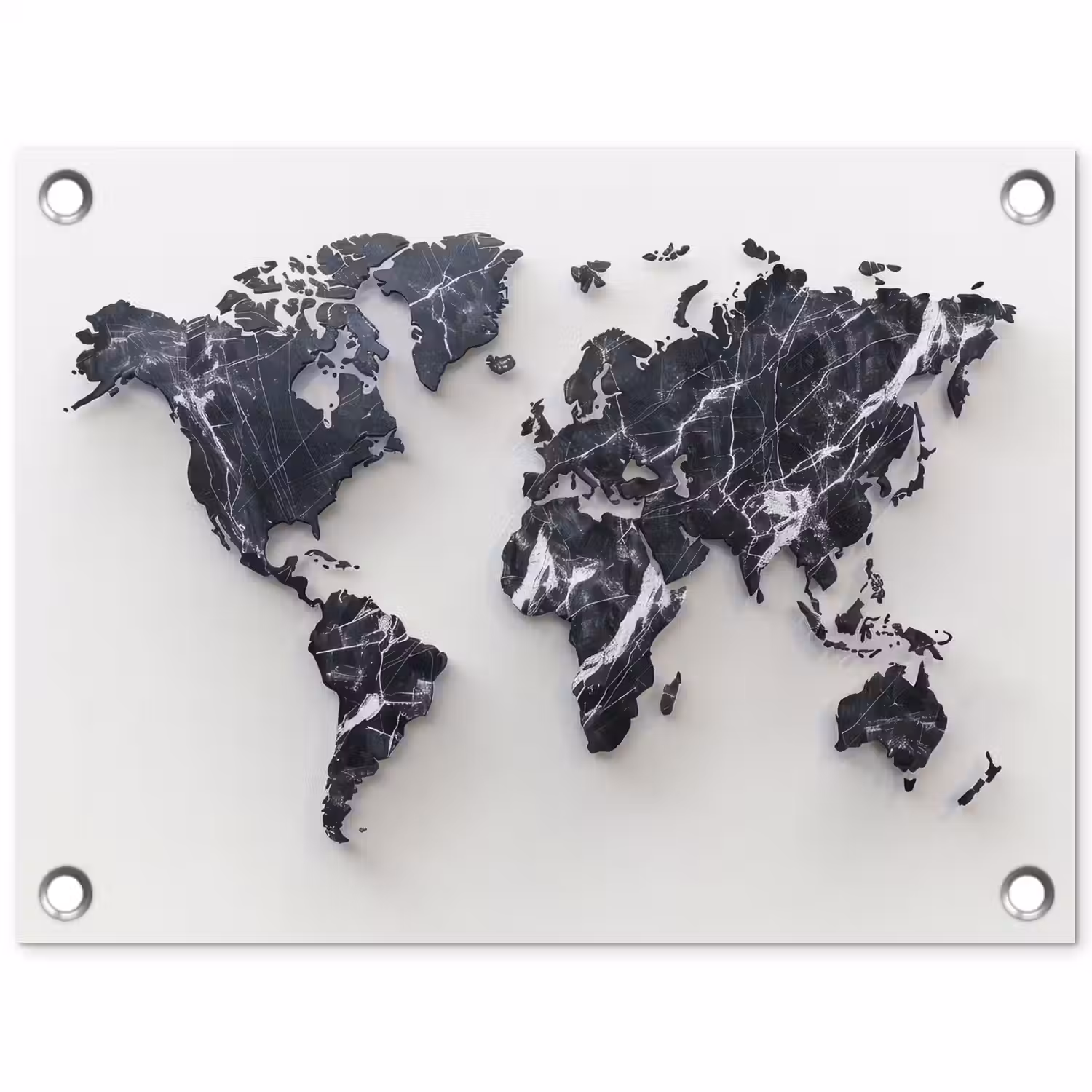 Wereldkaart - Marmer - Modern tuinposter los doek klein -3d