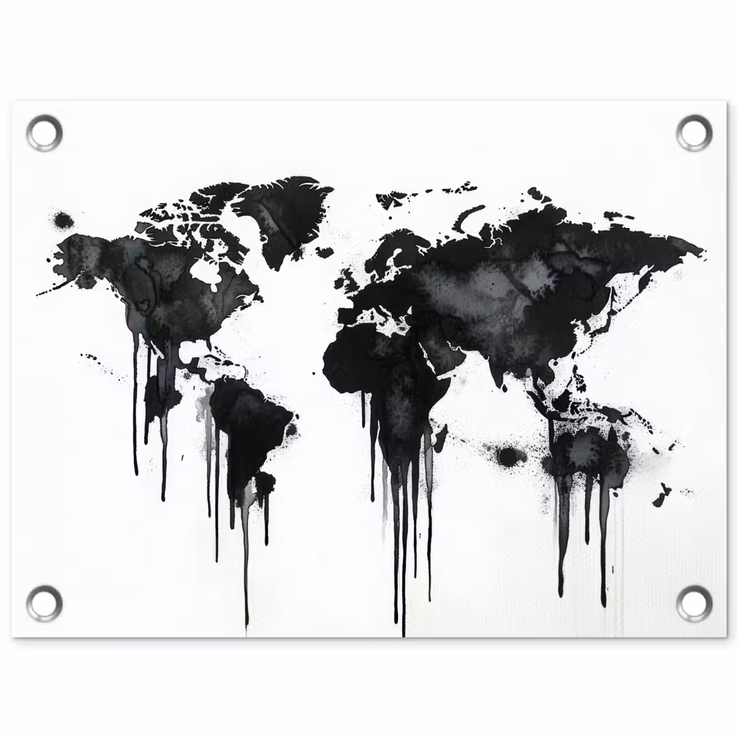 Wereldkaart - Minimalistisch - Graffiti tuinposter los doek klein -3d