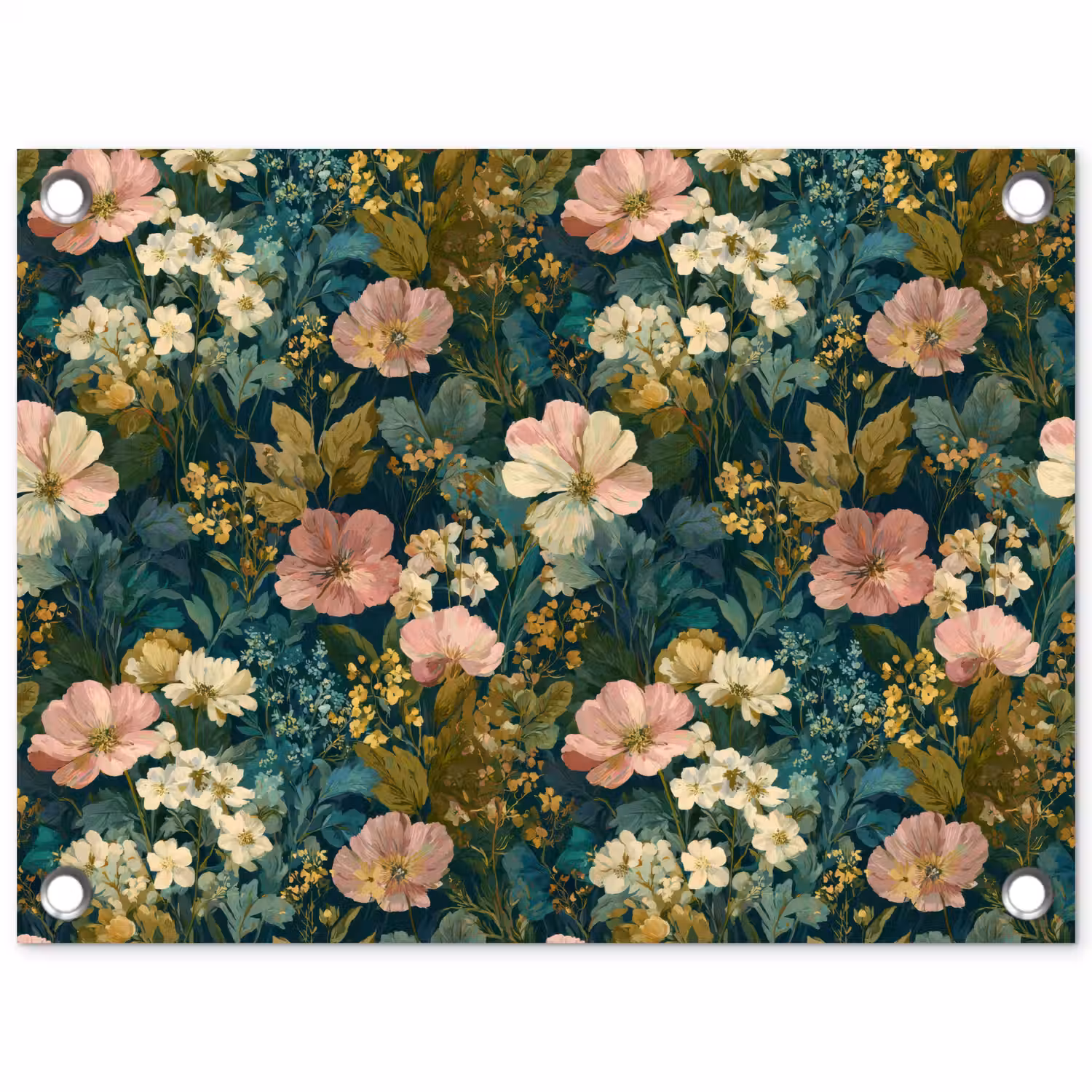 Wilde bloemen - Botanisch - Patroon - Roze - Romantisch tuinposter los doek klein 239 -3d