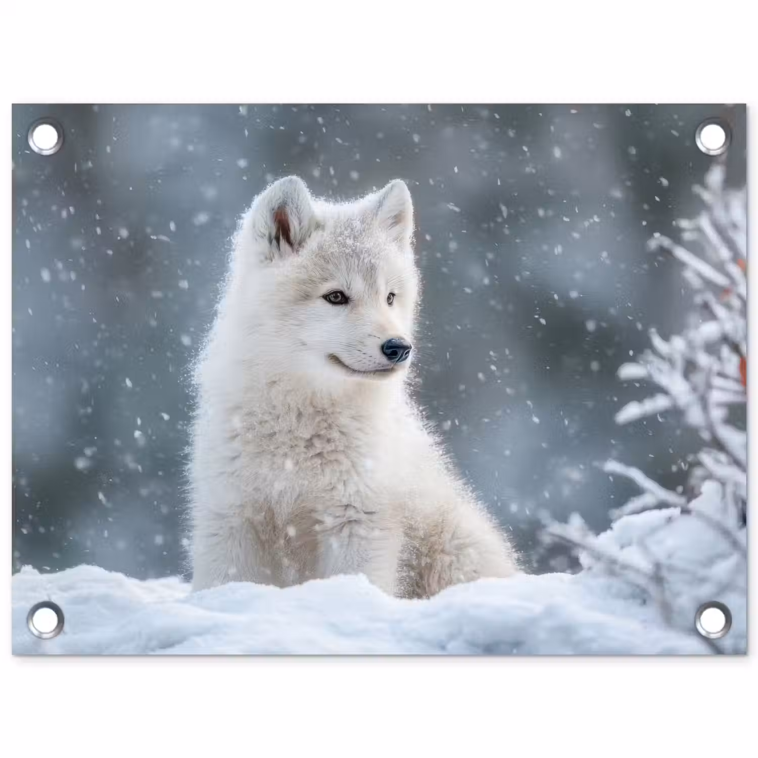 Wolf - Pup - Sneeuw tuinposter los doek klein -3d