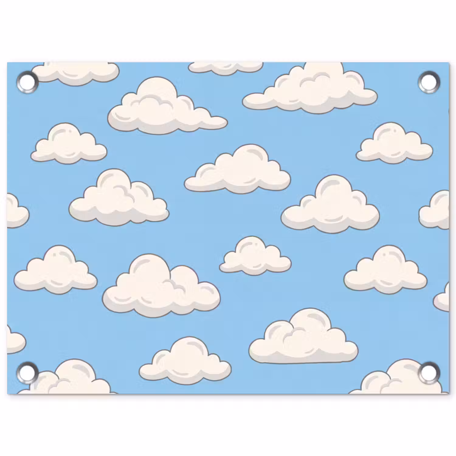Wolk - Cartoon - Lucht - Blauw - Wit tuinposter los doek klein -3d