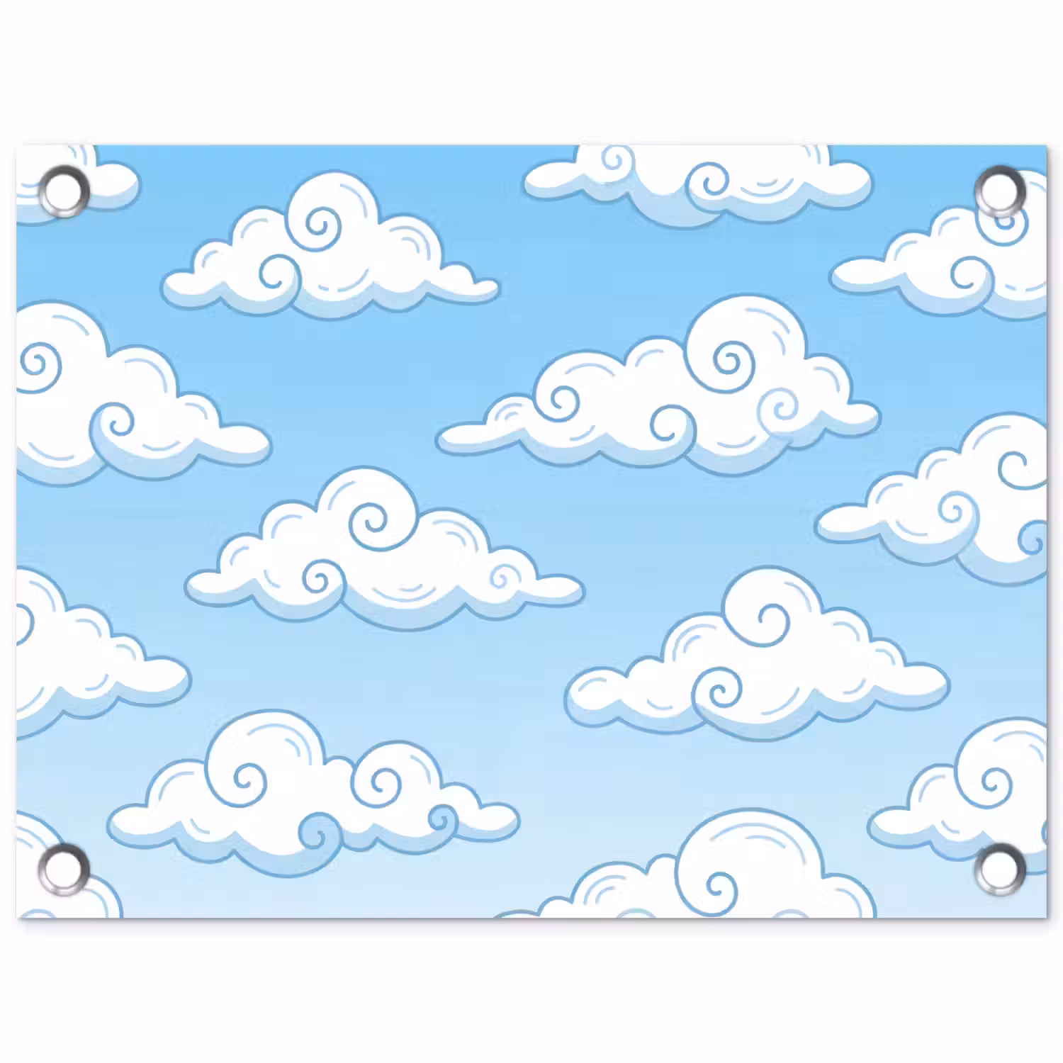 Wolk - Lucht - Cartoon - Blauw - Wit tuinposter los doek klein -3d