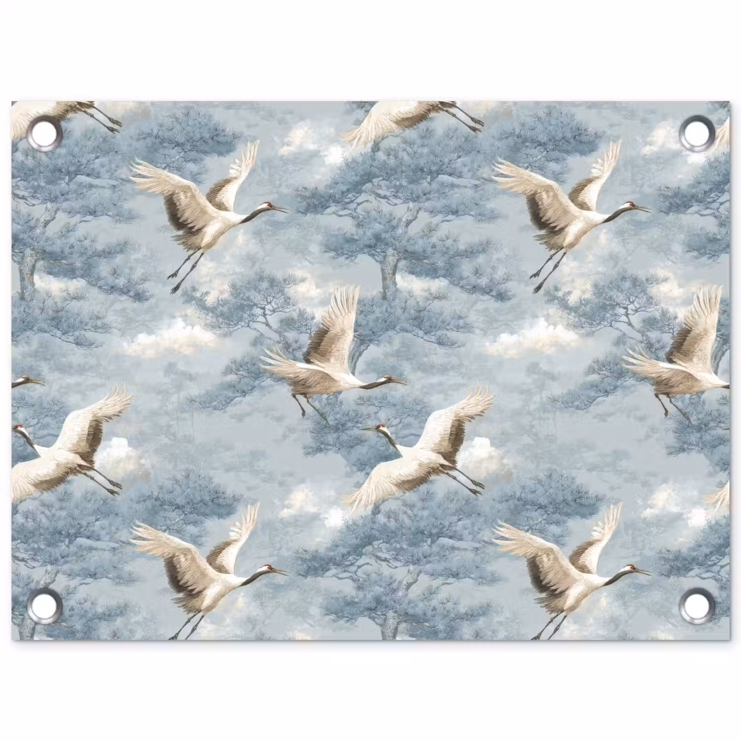 Wolken - Kraanvogels - Blauw tuinposter los doek klein 239 -3d