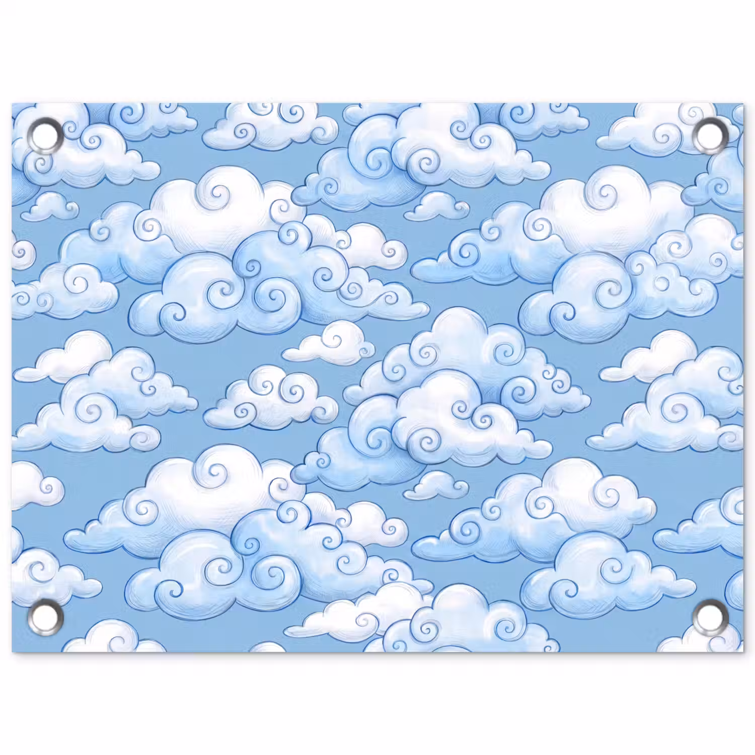 Wolken - Patroon - Hemel - Illustratie - Wit tuinposter los doek klein -3d