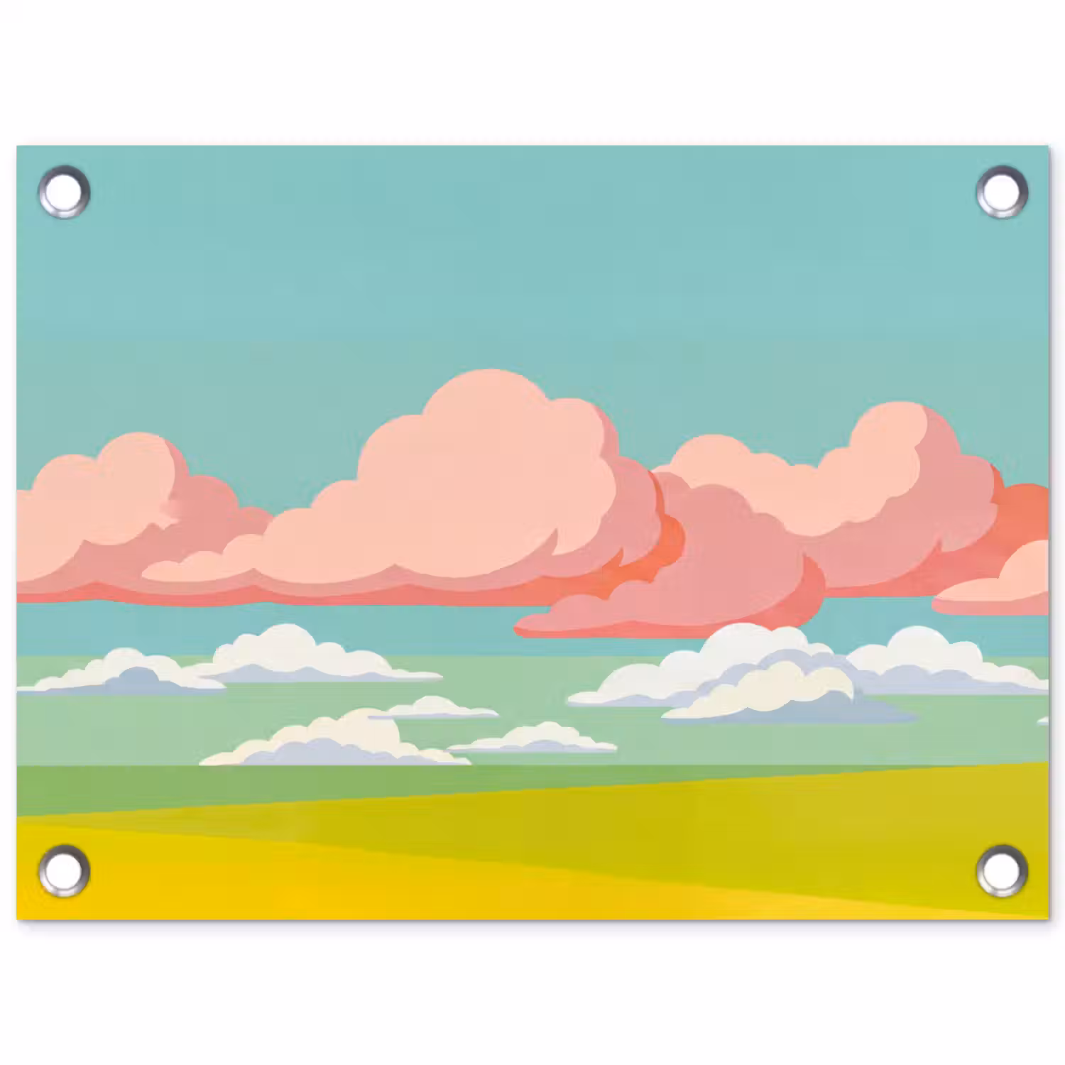 Wolken - Roze - Natuur - Modern - Pastel tuinposter los doek klein -3d