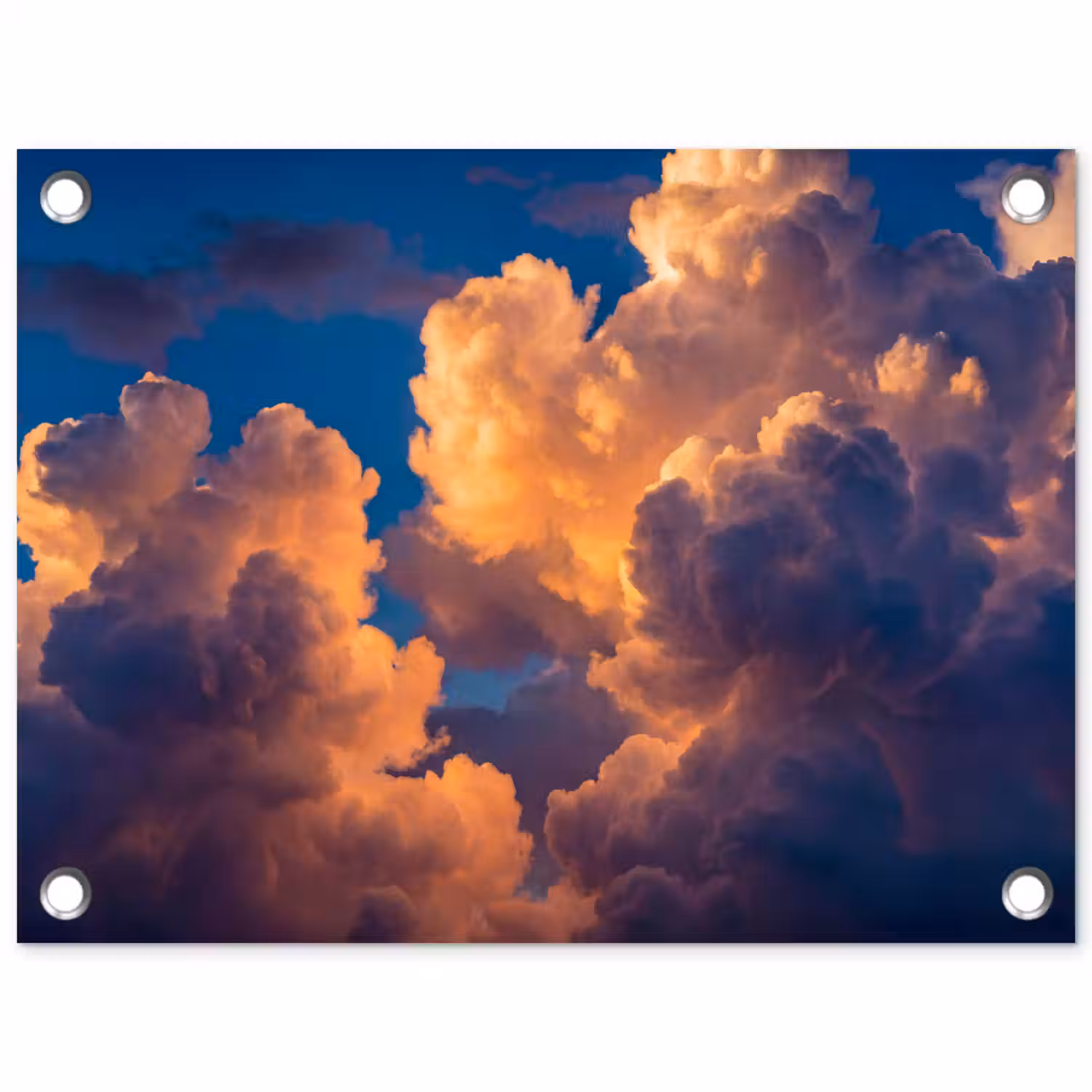 Wolken - Zonsondergang - Natuur - Oranje - Blauw tuinposter los doek klein -3d