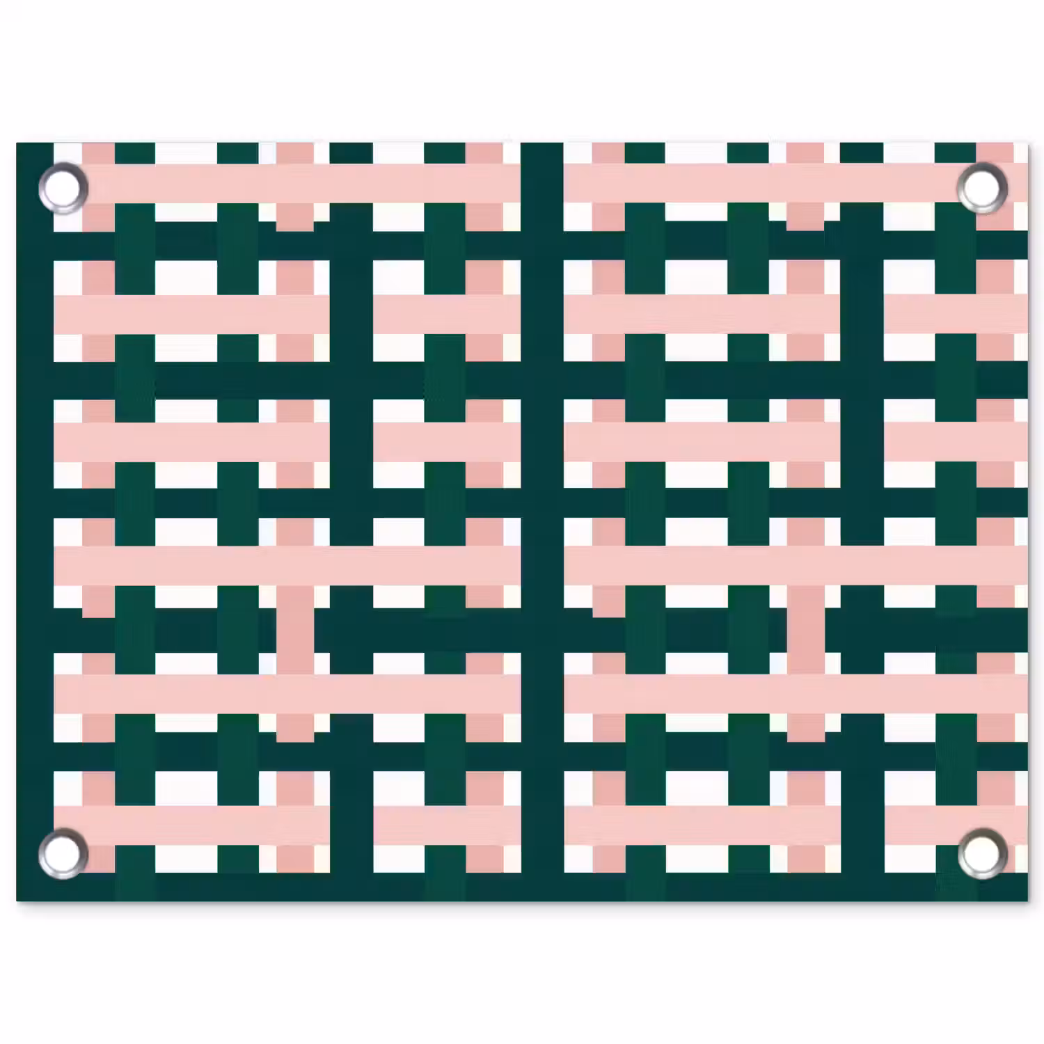 Vlechtpatroon - Groen - Roze - Grafisch tuinposter los doek klein 239 -3d