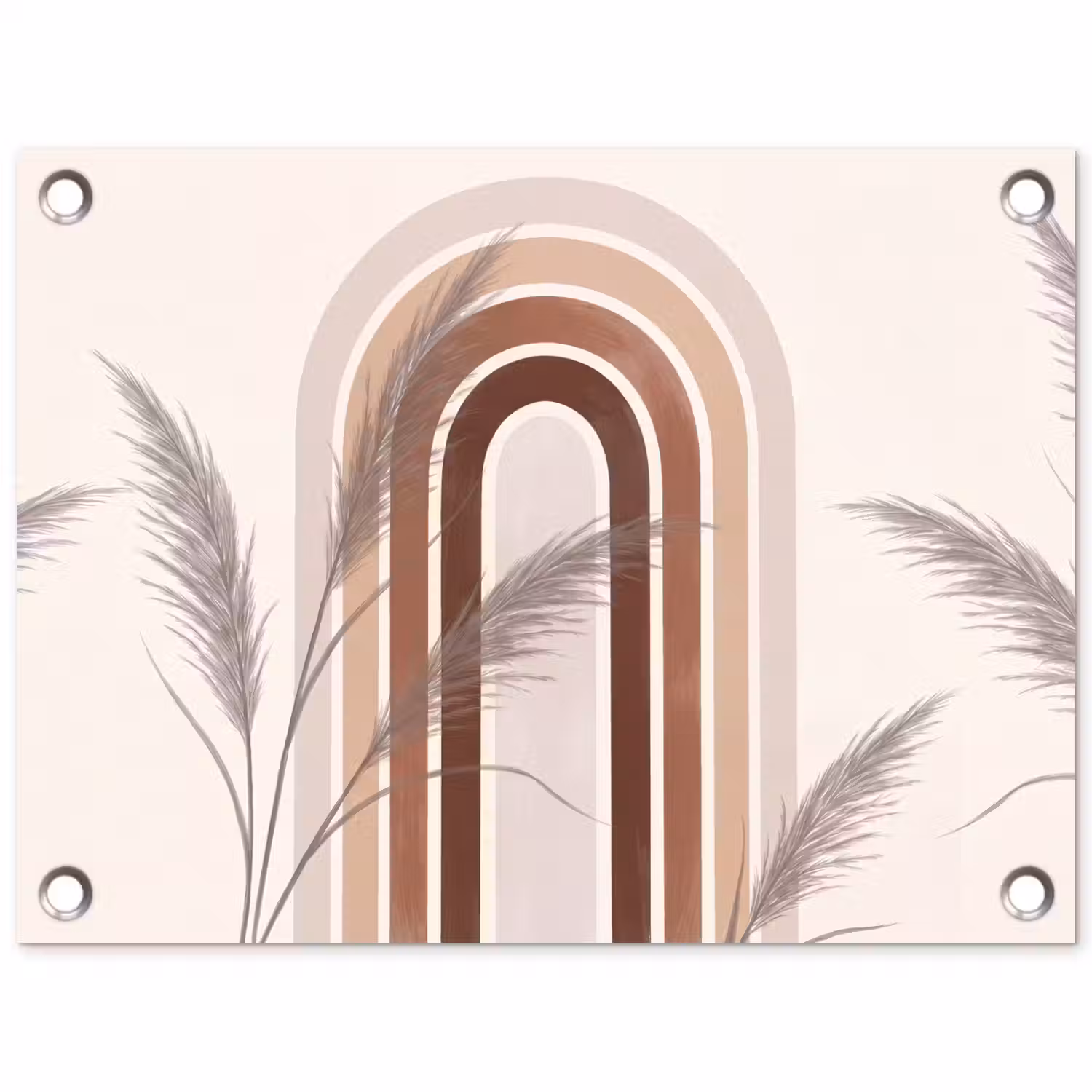Abstract - Bogen - Plant - Boho - Beige tuinposter los doek klein -3d