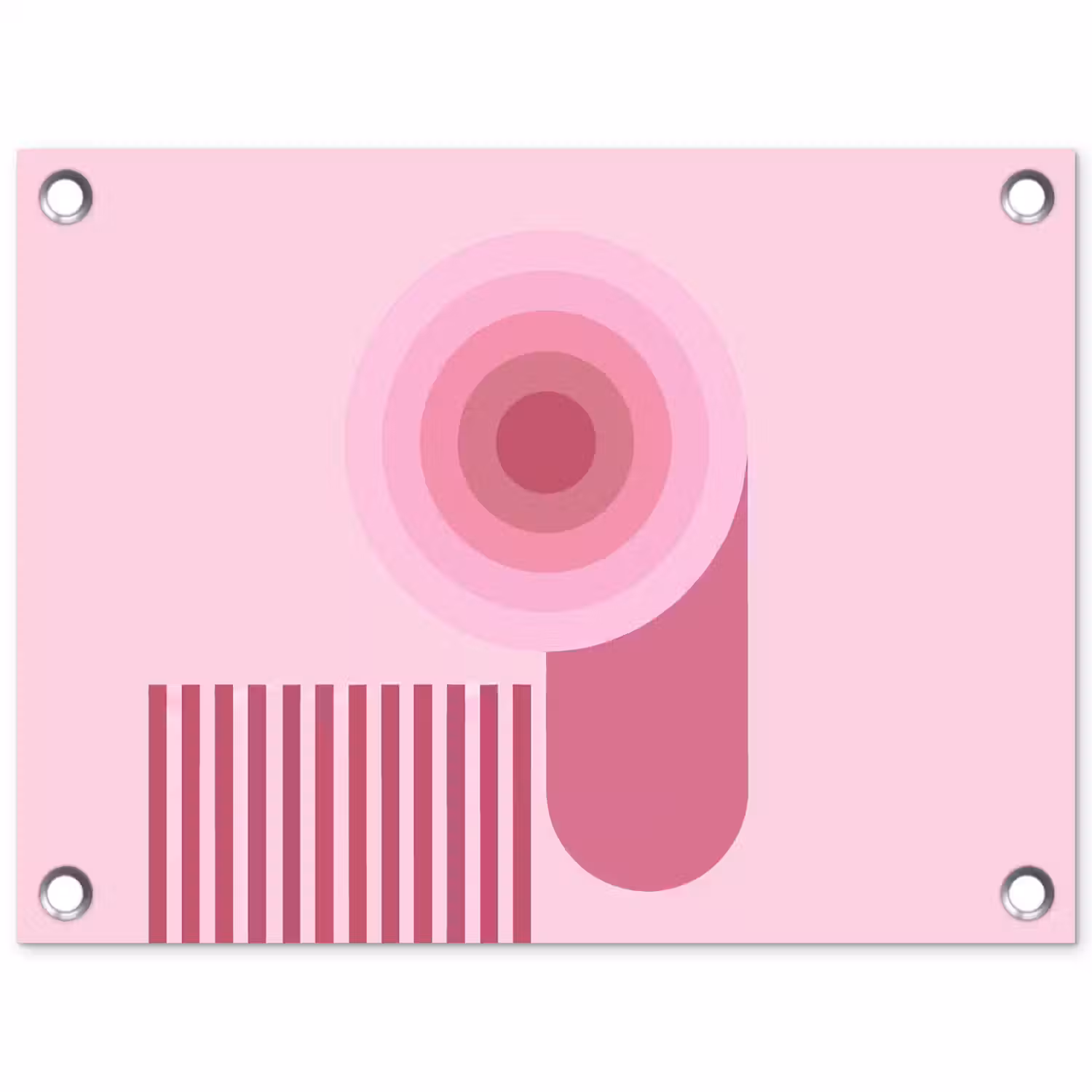 Abstract - Cirkels - Strepen - Modern - Roze tuinposter los doek klein -3d