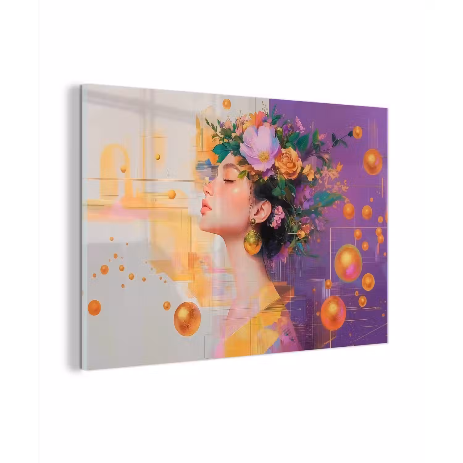 Abstract - Vrouw - Bloemenkroon - Goud plexiglas 5mm klein -zzzproduct_nieuw