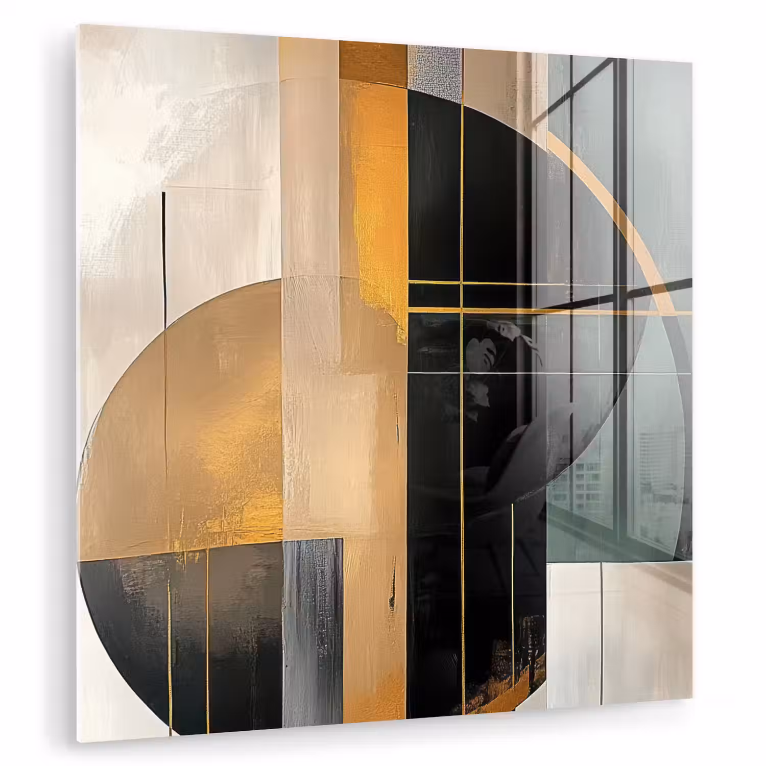 Abstract - Goud - Brons - Groen - Vormen - Modern plexiglas 5mm klein -zzzproduct_nieuw