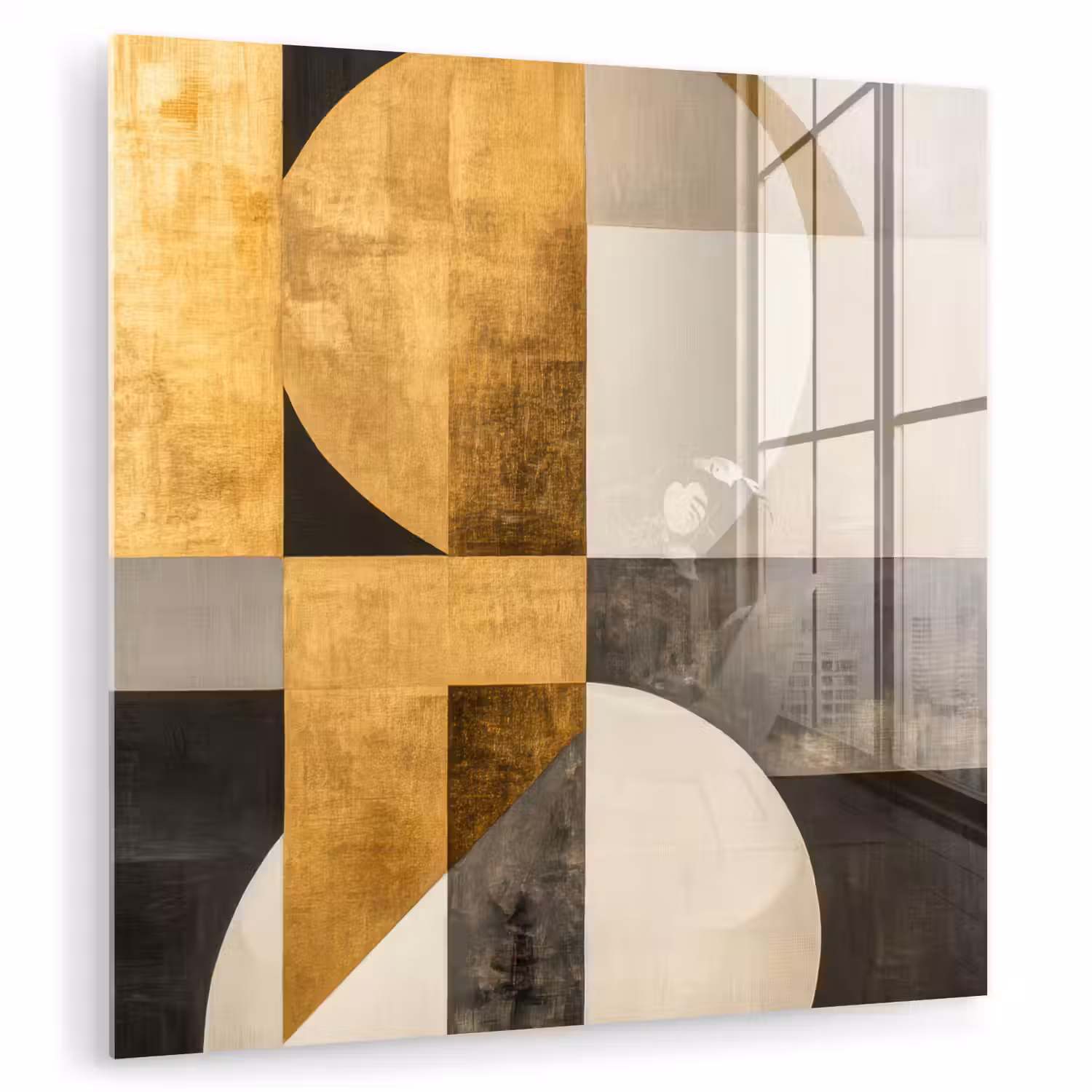 Abstract - Goud - Grijs - Vormen - Geometrisch plexiglas 5mm klein -zzzproduct_nieuw